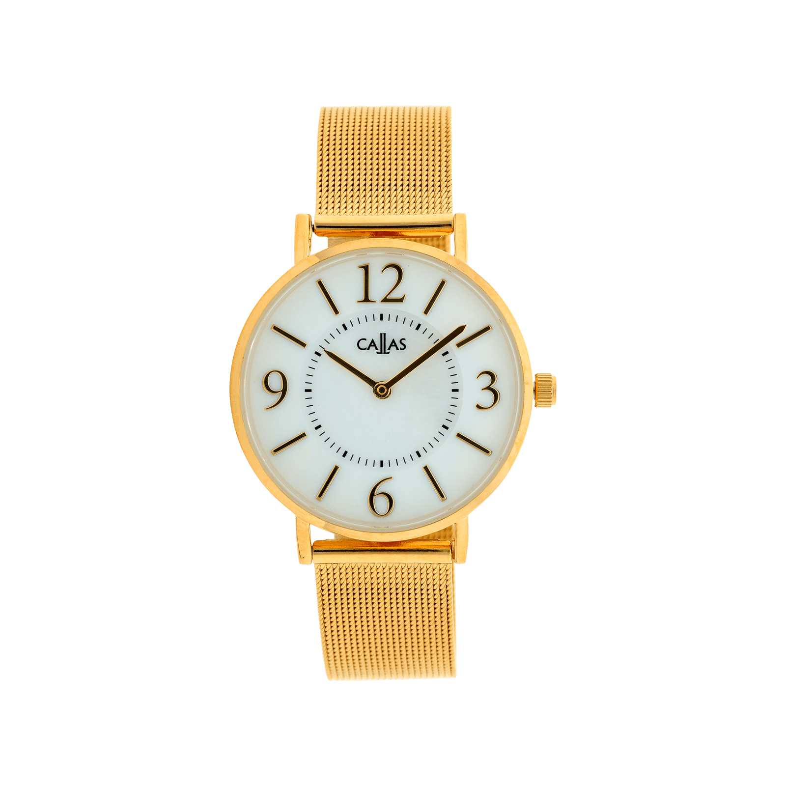 Montre Callas 34mm Bracelet maille milanaise Acier doré Cadran nacre 3 atmosphères