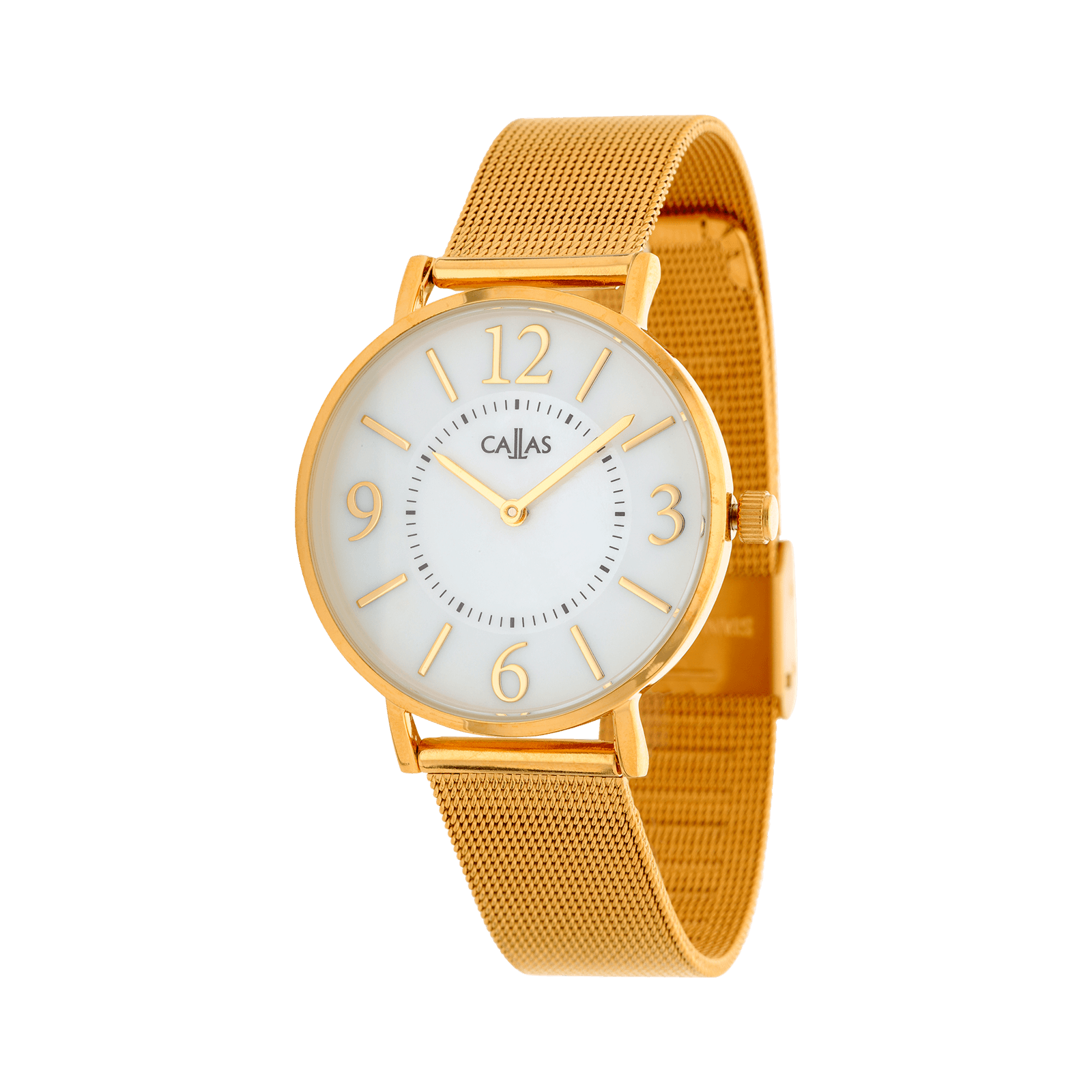 Montre Callas 34mm Bracelet maille milanaise Acier doré Cadran nacre 3 atmosphères