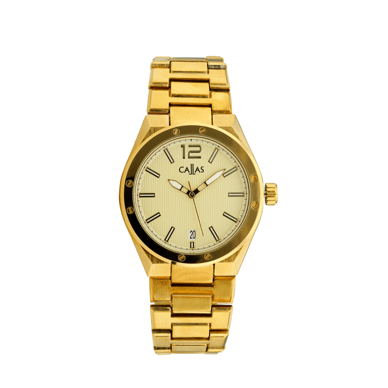 Montre Callas 41mm Bracelet métal Acier doré cadran champagne embossé 5 atmosphères
