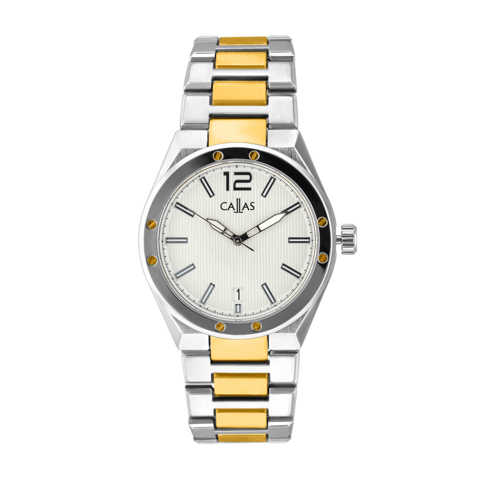 Montre Callas 41mm Bracelet métal Bicolore Acier doré/ips Cadran argent mat 5 atmosphères