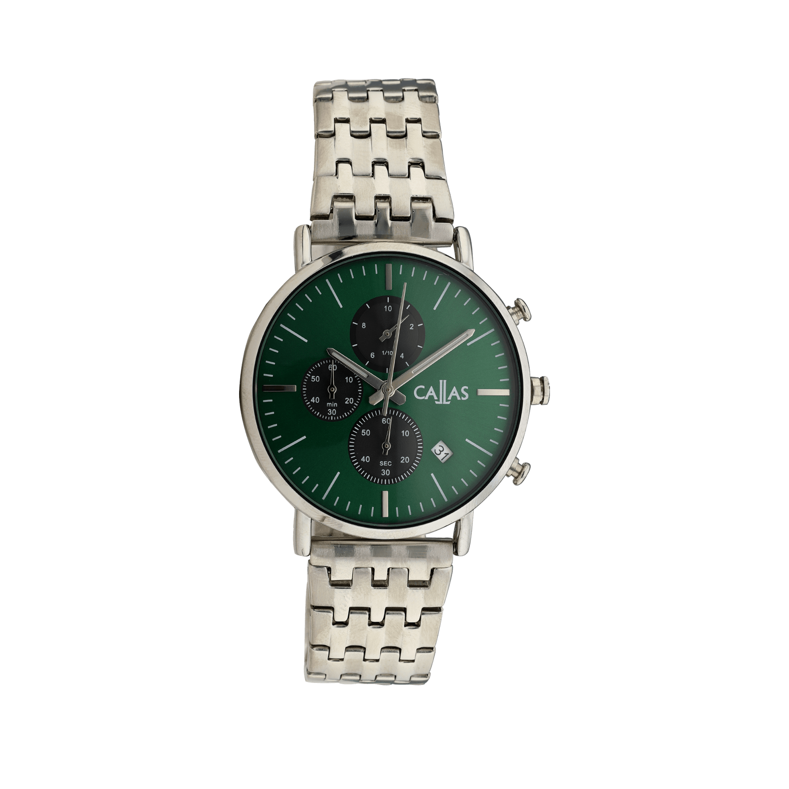 Montre Callas 40 millimètres Bracelet métal ips cadran vert sunray 5 atmosphères