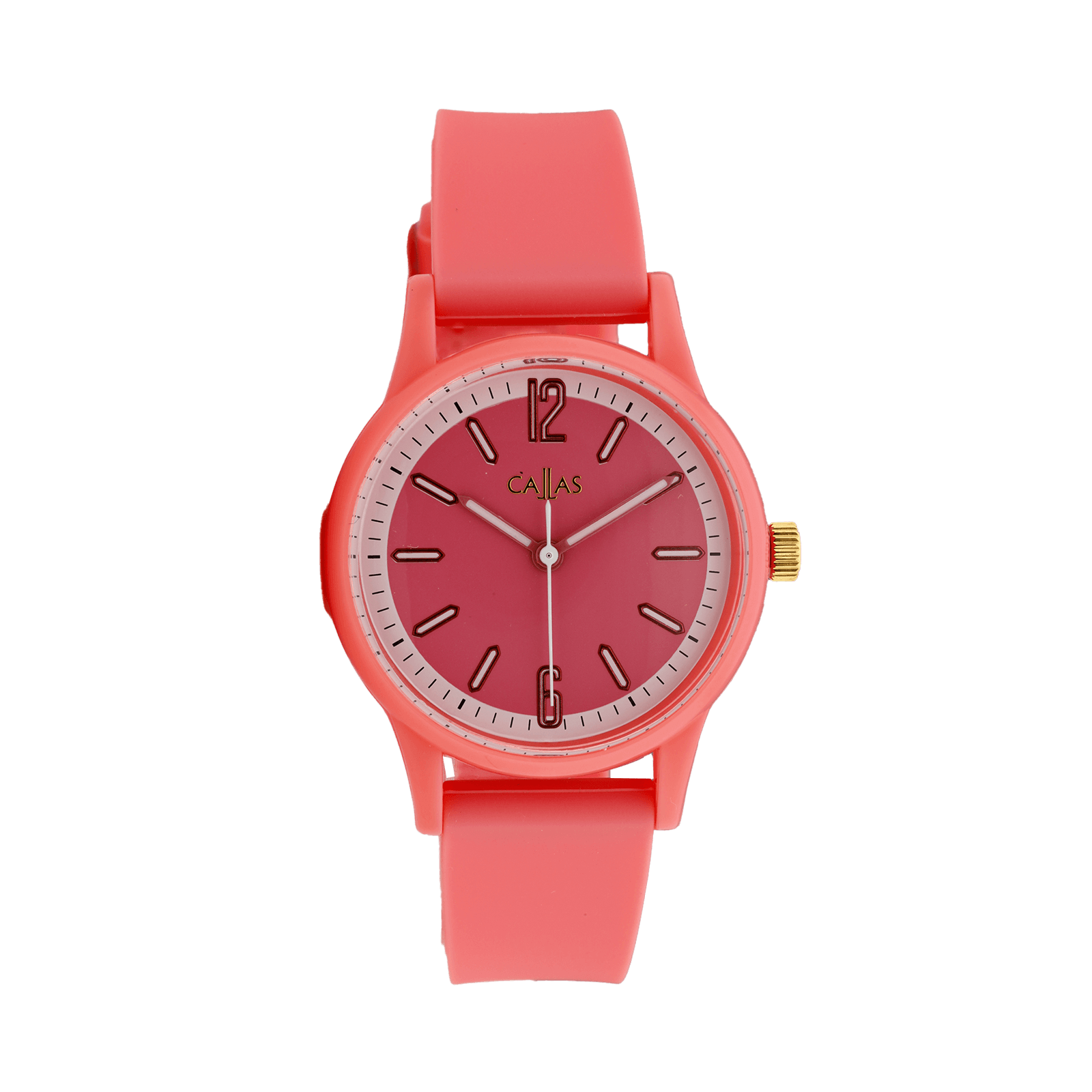 montre dame callas 33mm bracelet silicone rose cadran rose & blanc 5 atm