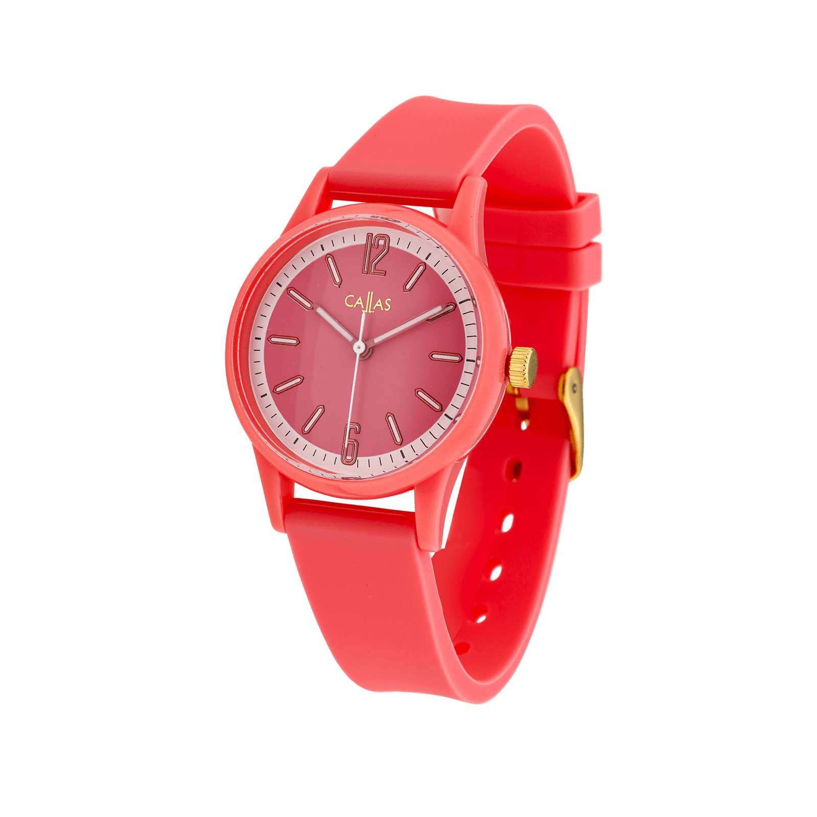 montre dame callas 33mm bracelet silicone rose cadran rose & blanc 5 atm