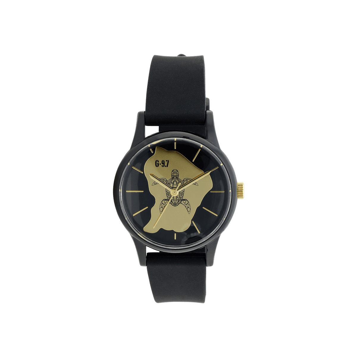 Montre G97 Guyane & Tortue - Bracelet Noir et Cadran Noir