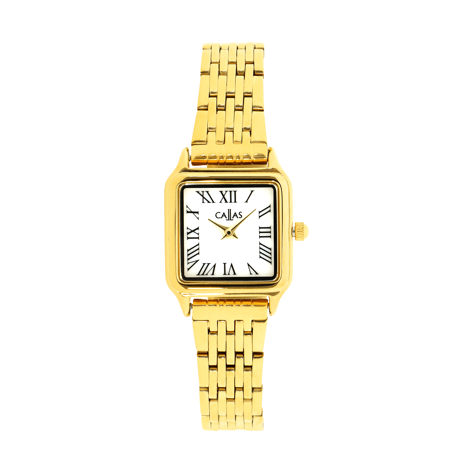 montre callas 23mm carré acier doré bracelet doré cadran nacre 3 atm