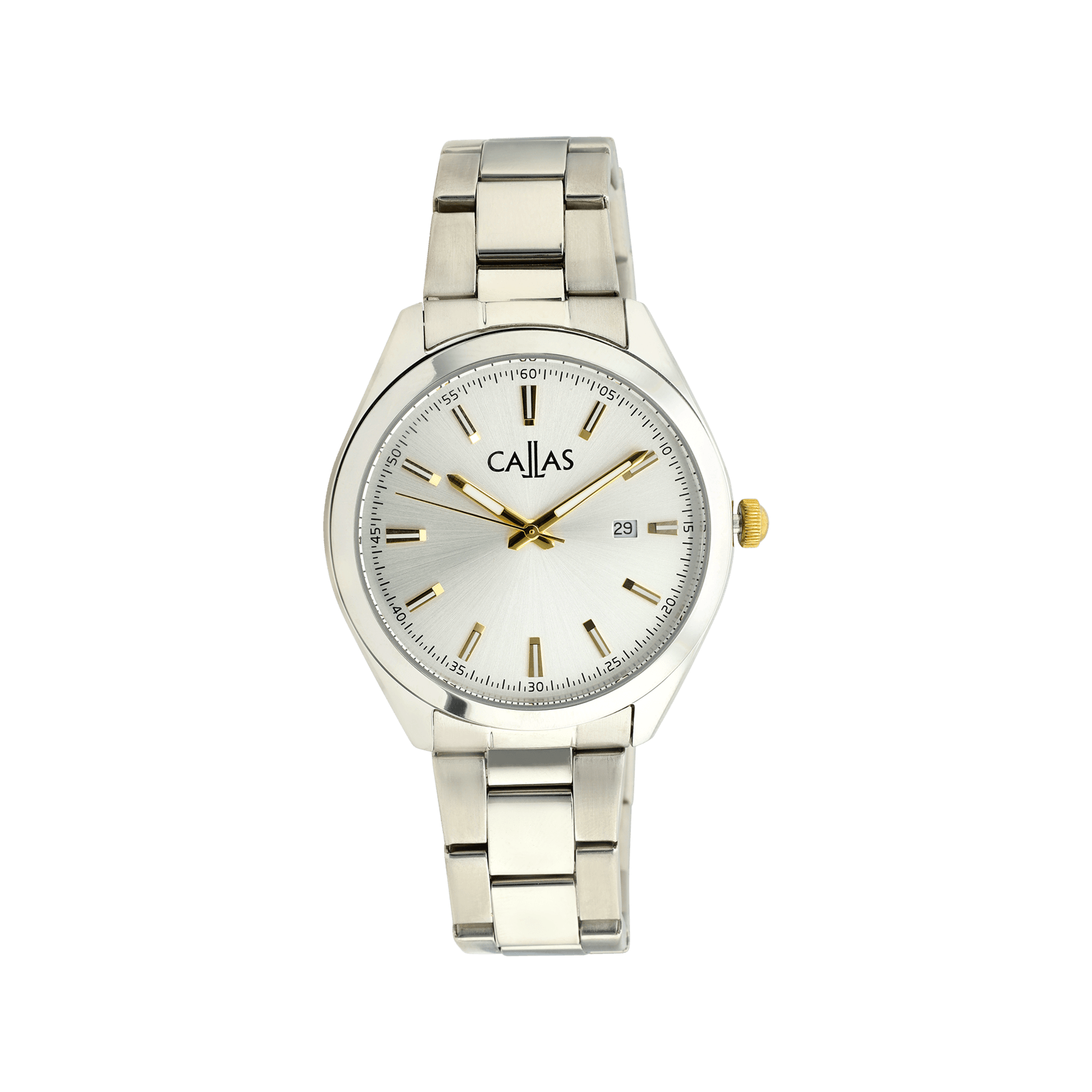 Montre Callas 40 millimètres boîtier Acier date Bracelet ips Cadran Argent sunray 5 atm
