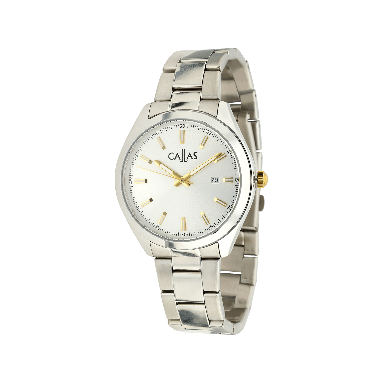 Montre Callas 40 millimètres boîtier Acier date Bracelet ips Cadran Argent sunray 5 atm