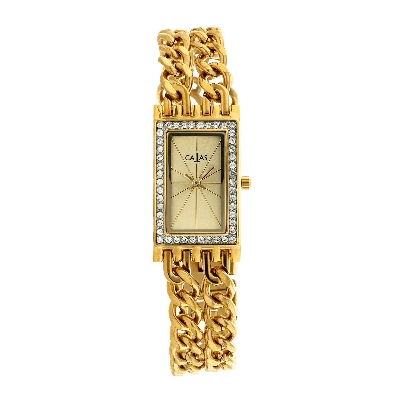 montre callas 20x36.4mm rectangle acier doré sertie oxyde de zirconium