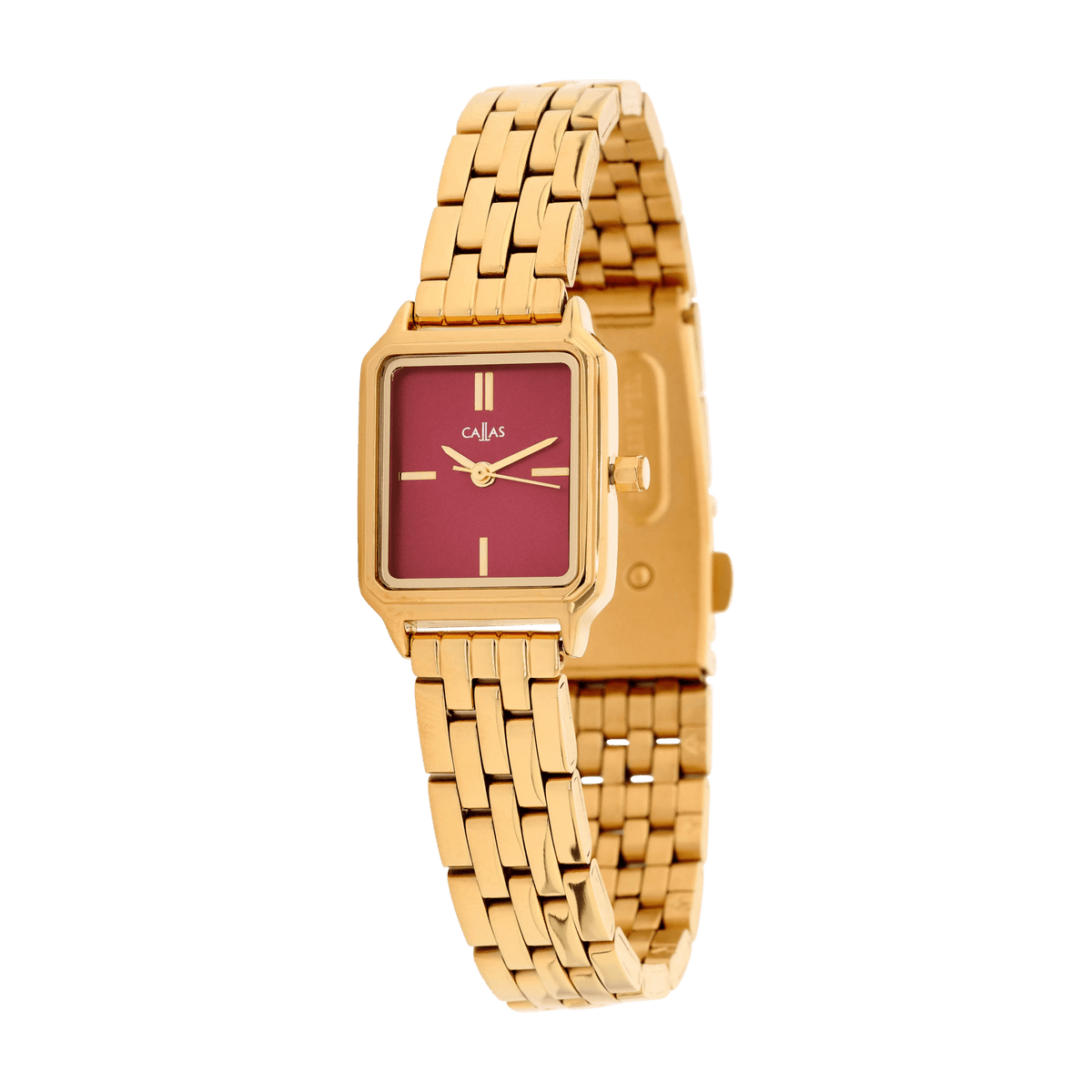 Bracelet métal Acier doré Cadran Burgundy 3 ATM