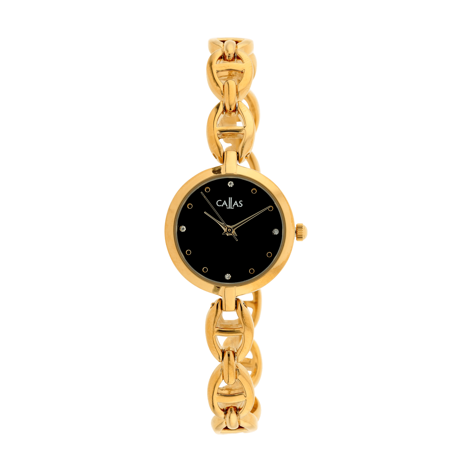 bracelet callas acier doré maille marine cadran noir sunray
