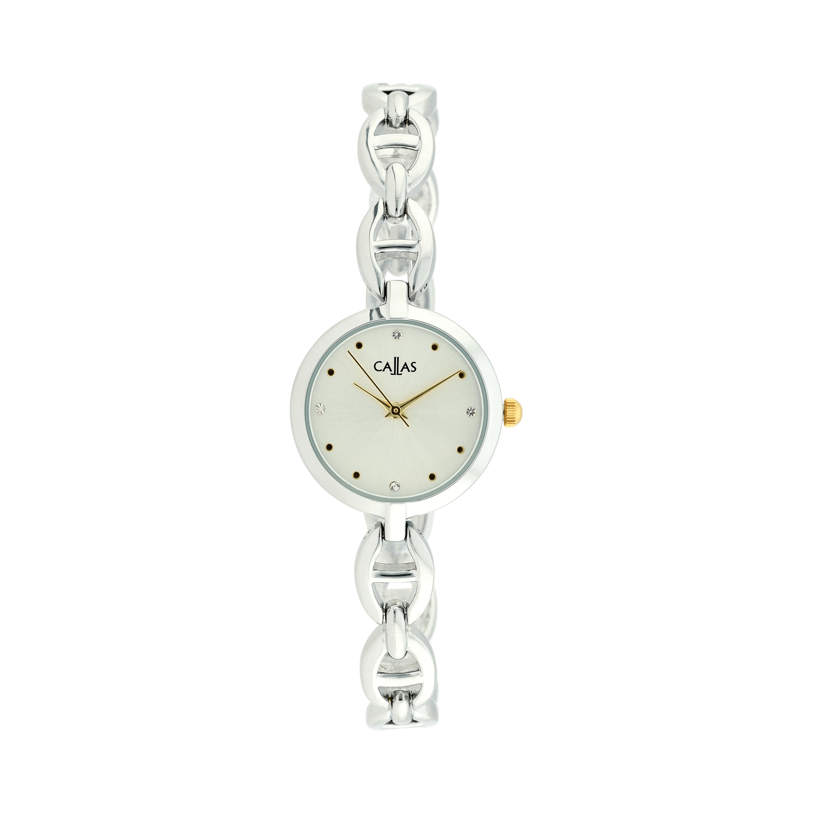 Montre Callas  Bracelet Plating Silver maille marine Cadran Argent sunray