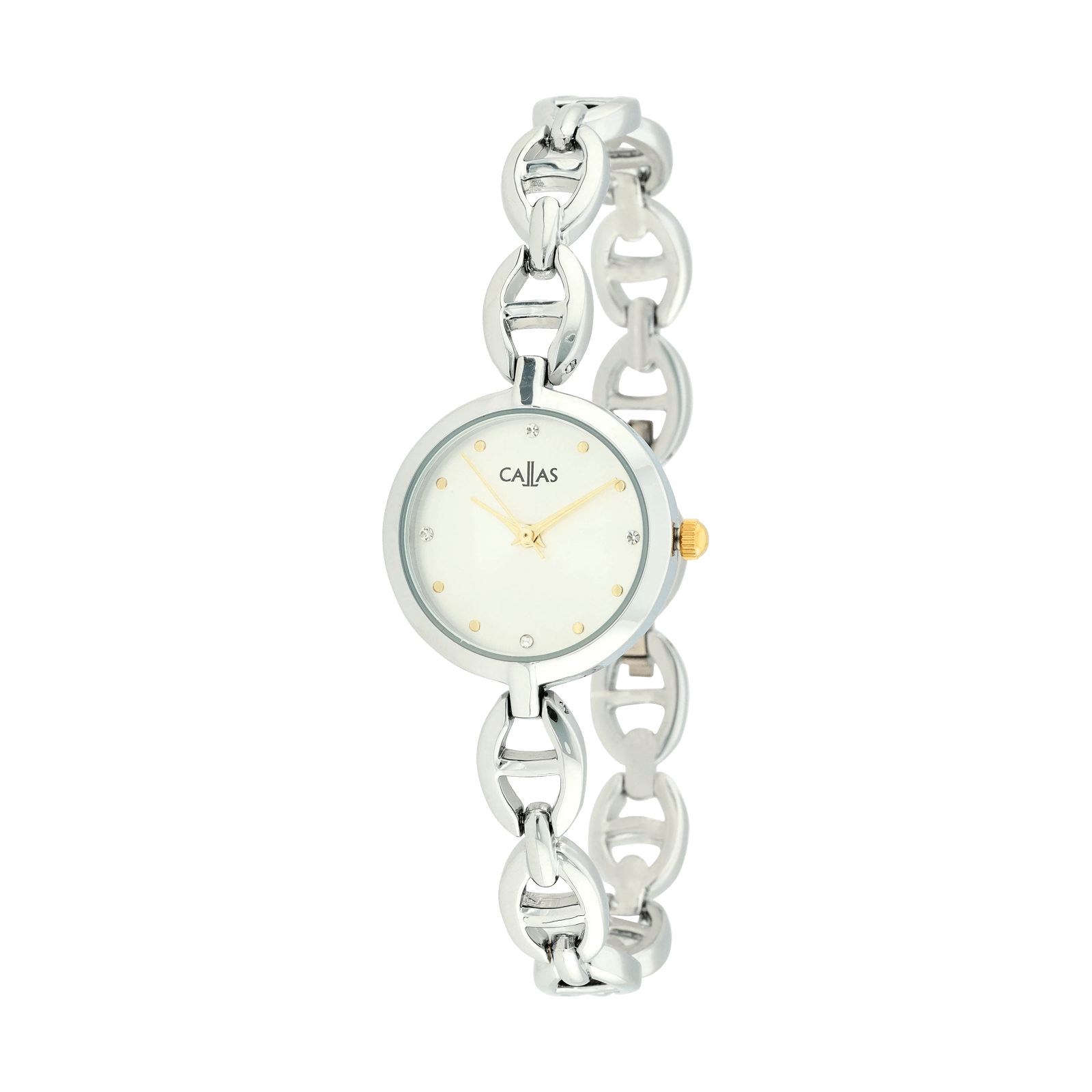Montre Callas  Bracelet Plating Silver maille marine Cadran Argent sunray