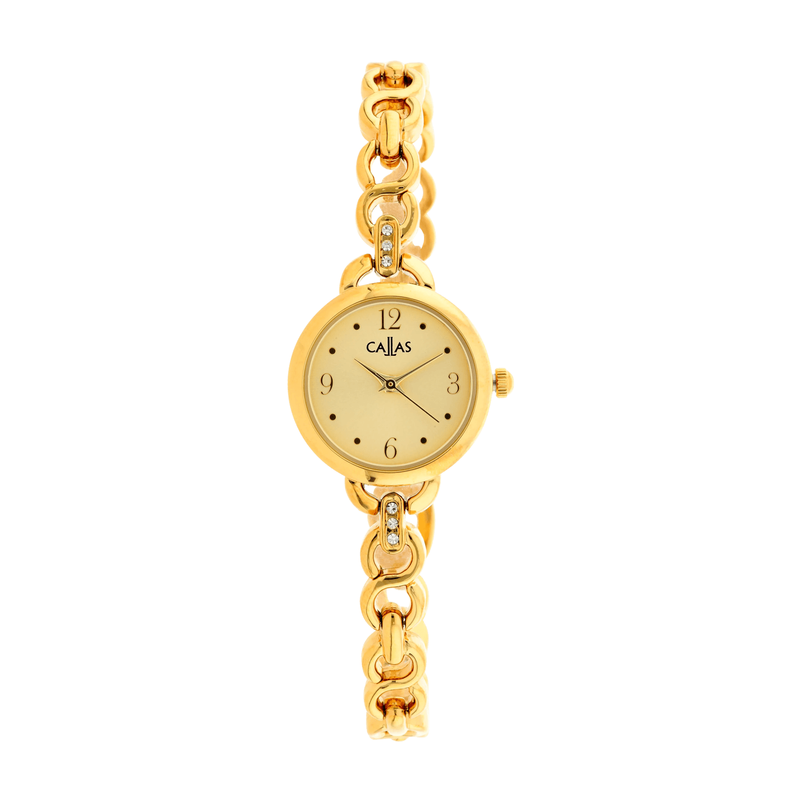 bracelet 23mm acier doré serti cadran gold sunray 3 atm