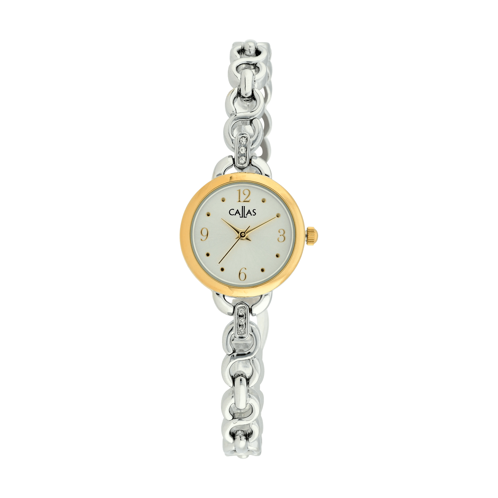 montre callas bracelet plating silver serti cadran sunray acier doré