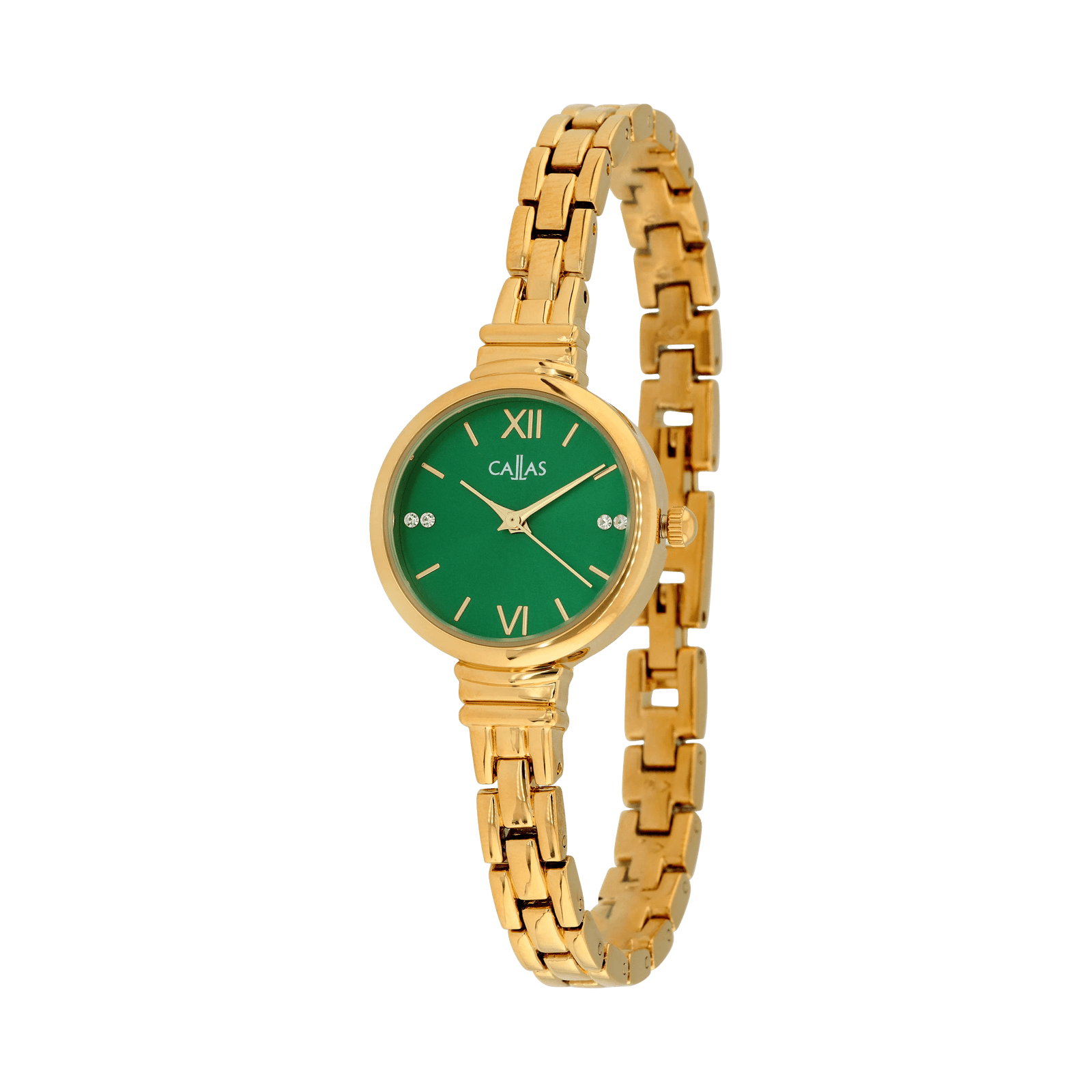 Montre Callas Bracelet Acier doré métal Cadran vert sunray