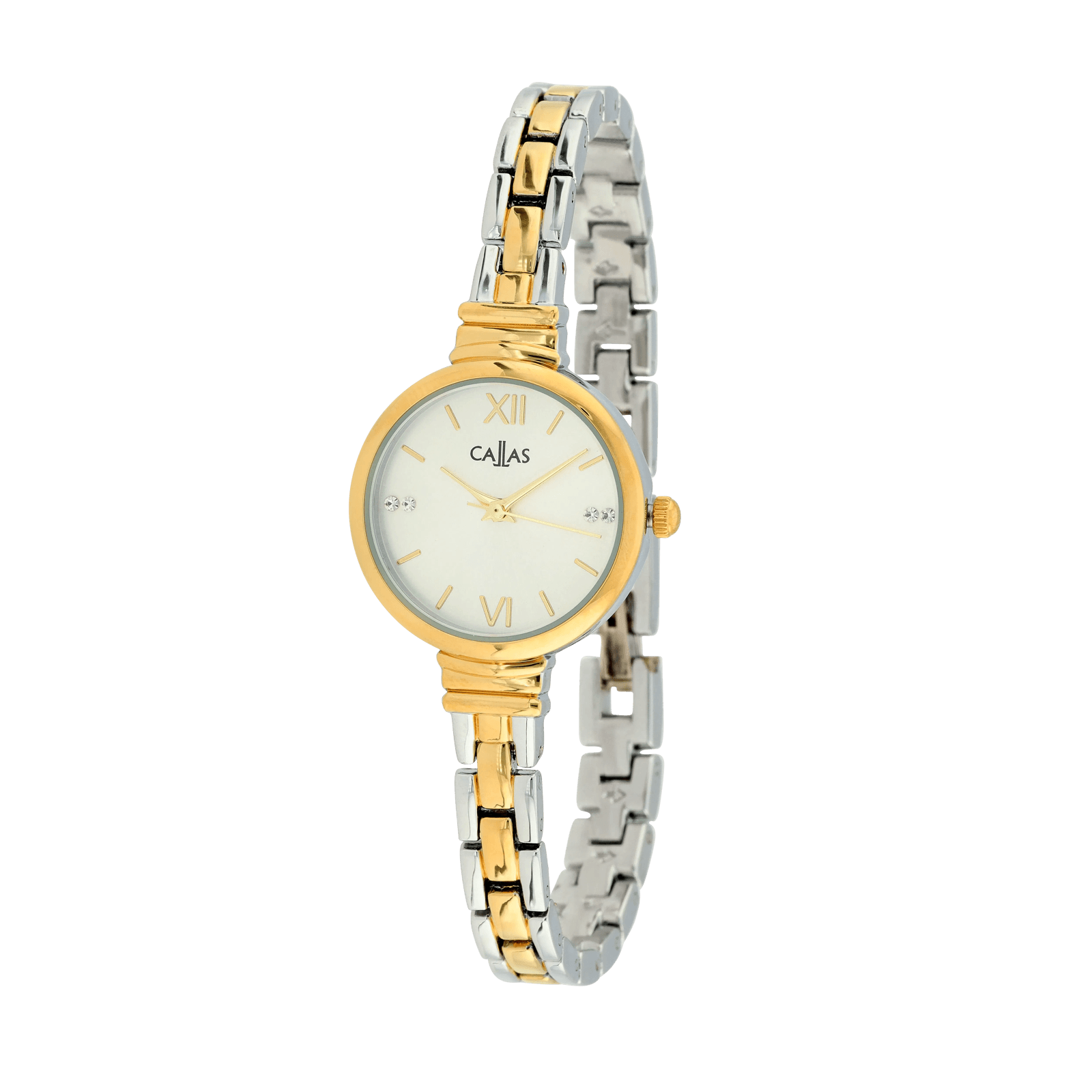 Montre Callas 25 millimètres Bracelet Acier doré/Ion Plating Silver métal Cadran Argent sunray 3 ATM