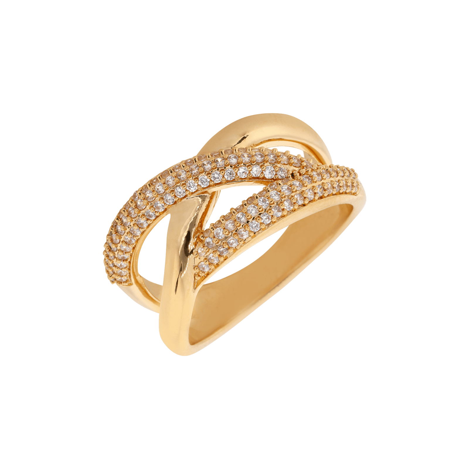 Bague plaqué or ajourée semi pavée oxydes