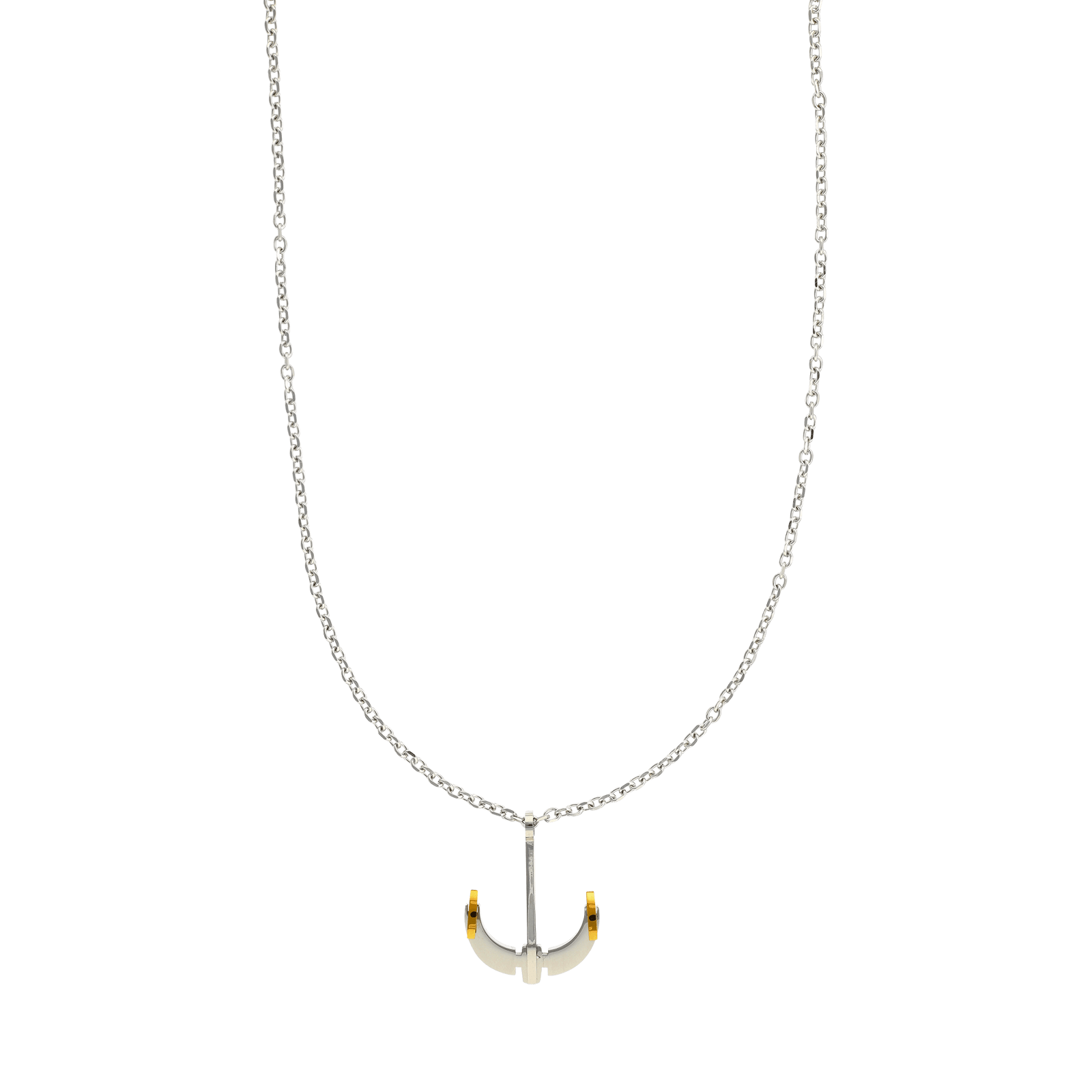 Collier Callas Acier 45 plus 5 centimètres plus ancre Bicolore