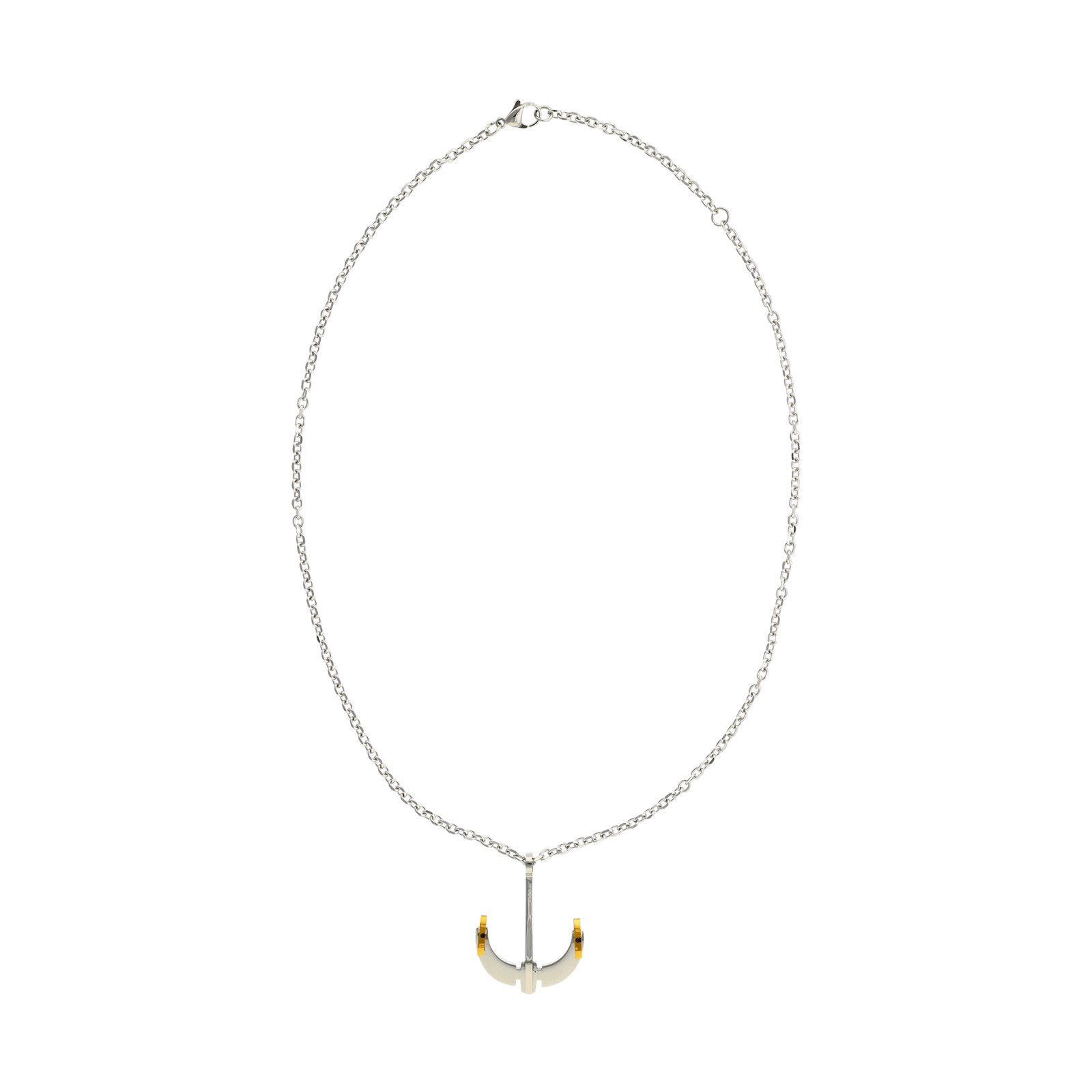 Collier Callas Acier 45 plus 5 centimètres plus ancre Bicolore