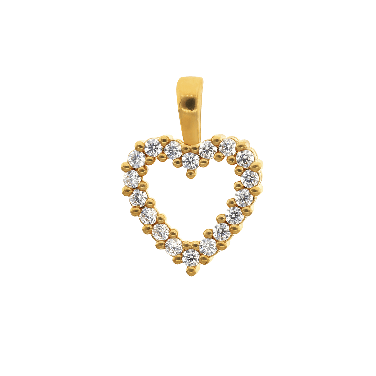 Pendentif Plaque Or Coeur 13 millimètres Pavé Oxydes