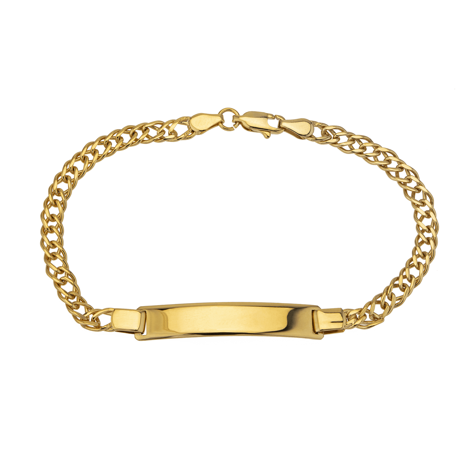 Gourmette Plaqué or double maille plaque rectangle 19cm