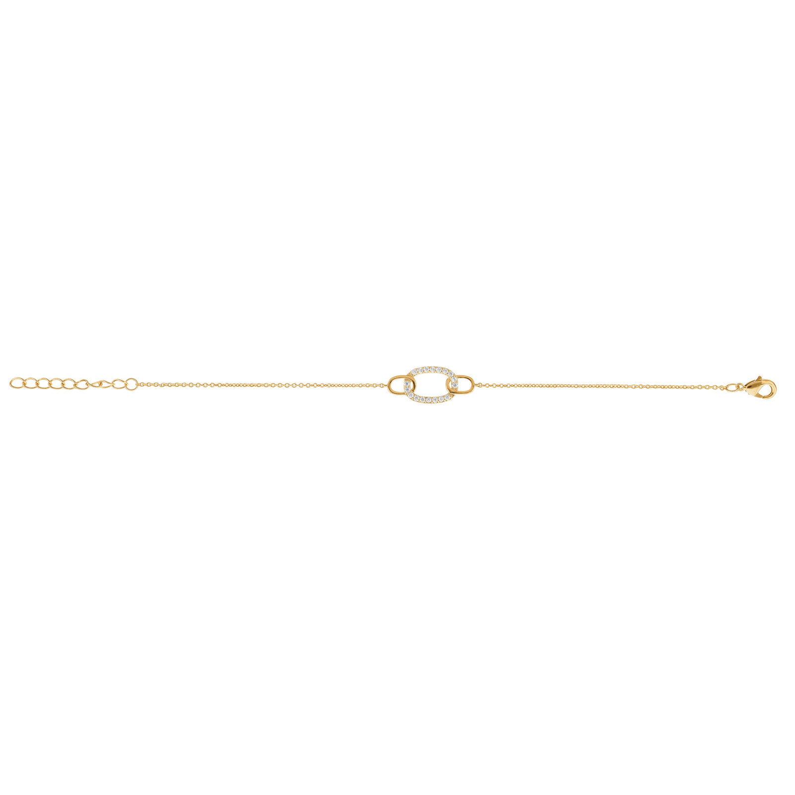 Bracelet Plaqué or motifs ovales entrelacés avec Oxydes