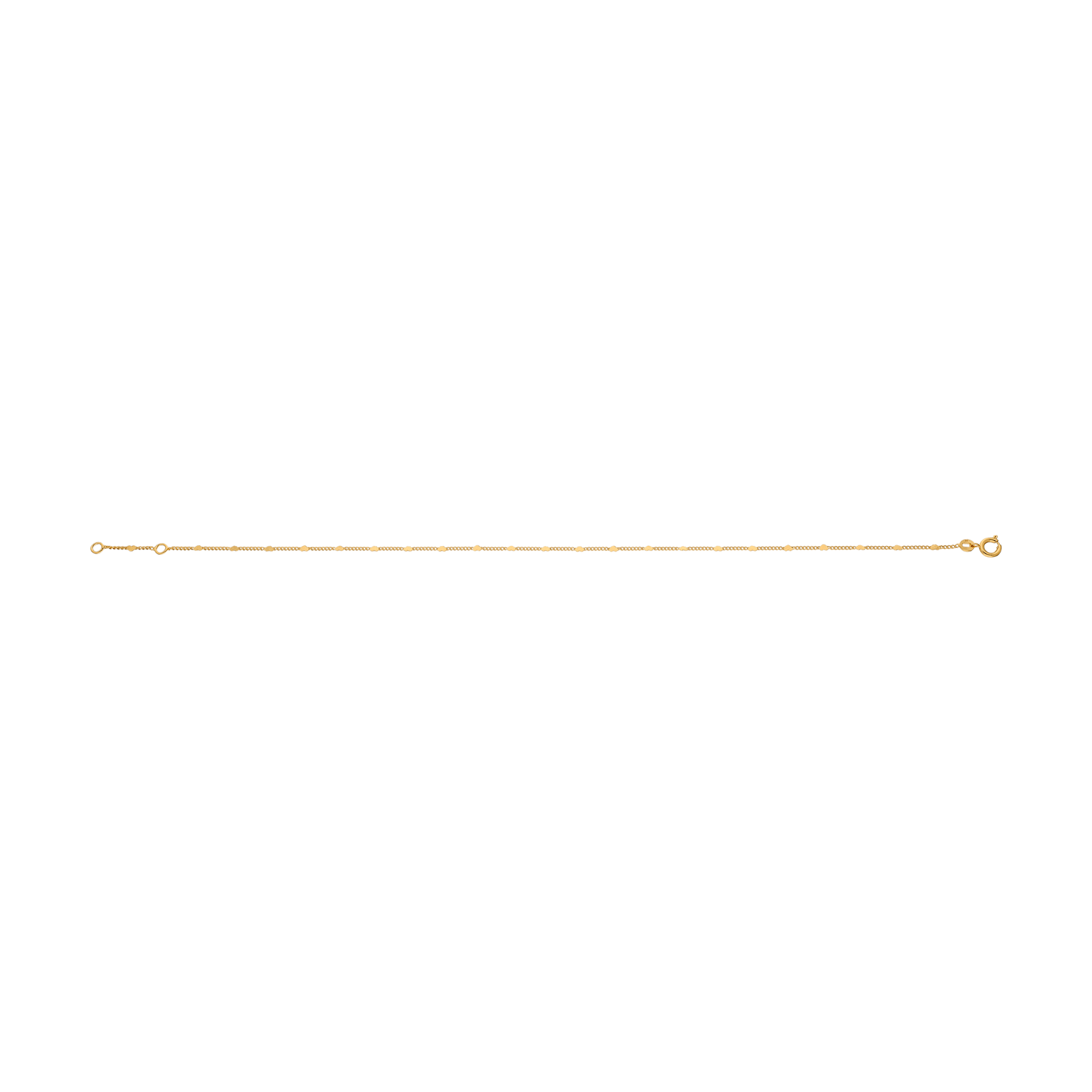 chaine de cheville maille gourmettes avec cœur plaqué or 27cm