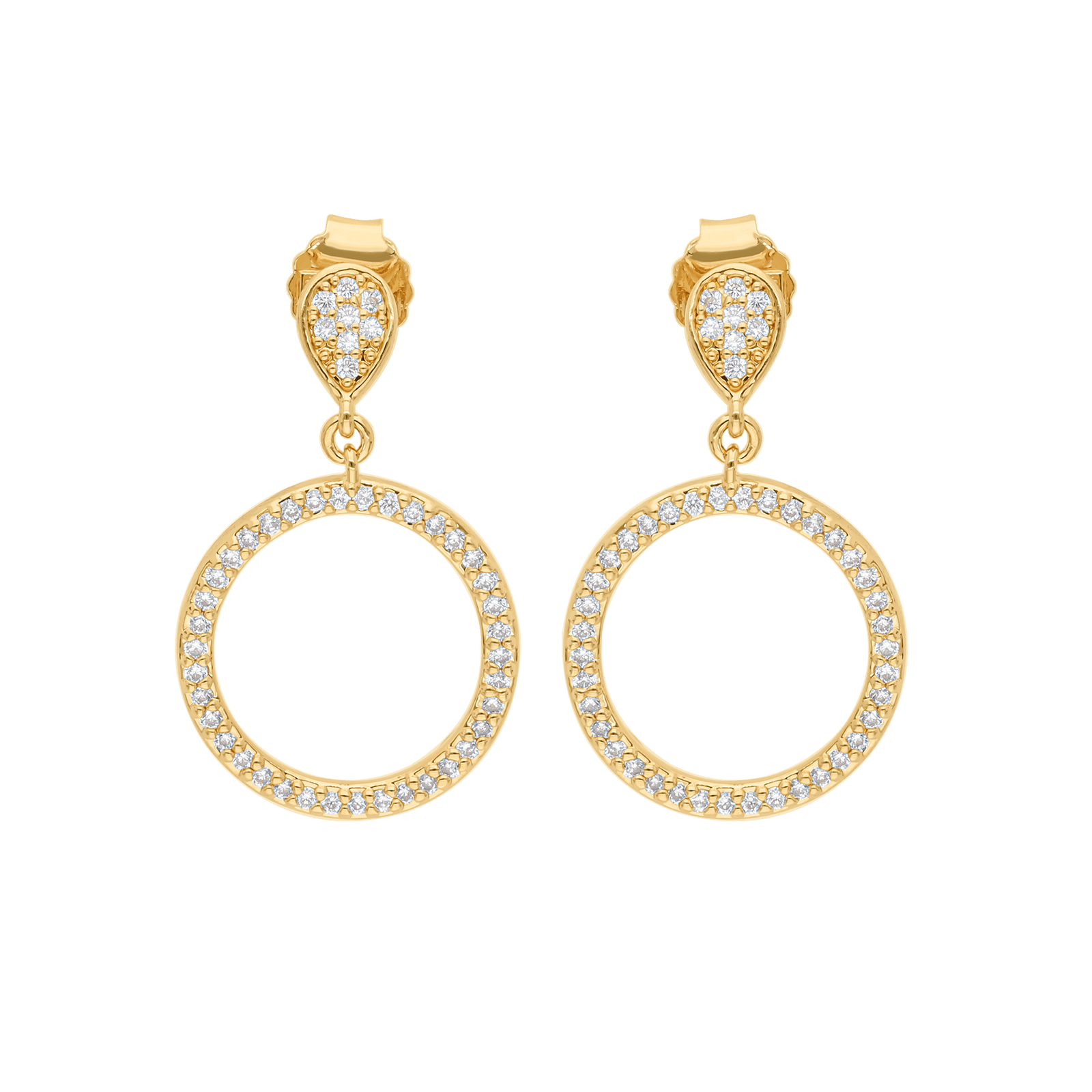 Boucles d'Oreilles Plaqué or cercle mobile pavé Oxydes