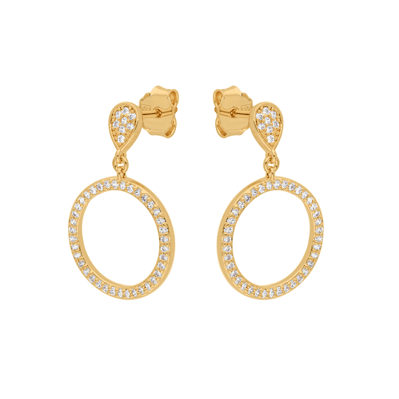 Boucles d'Oreilles Plaqué or cercle mobile pavé Oxydes