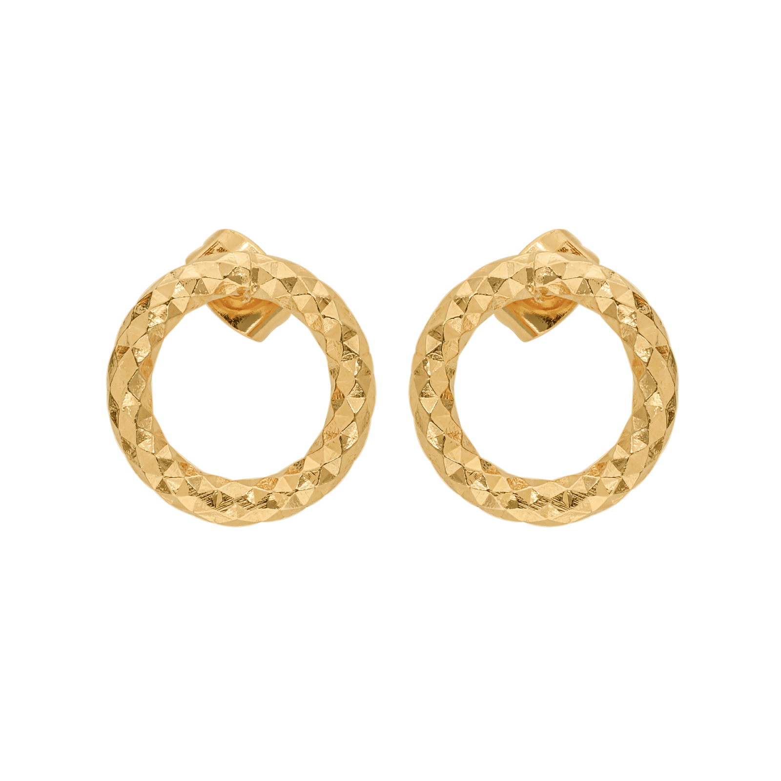 Boucles d'Oreilles Plaqué or cercle Diamanté 15 millimètres