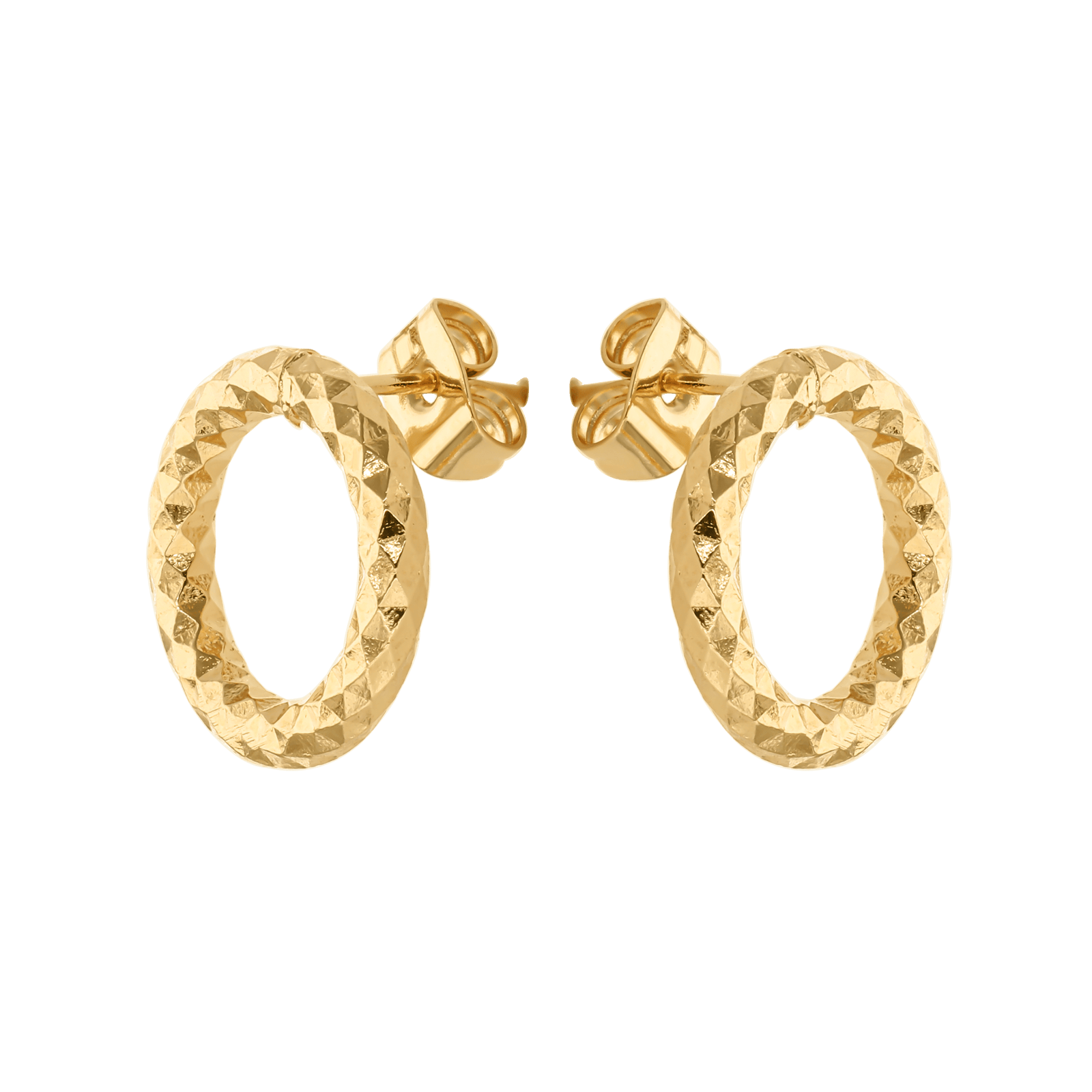 Boucles d'Oreilles Plaqué or cercle Diamanté 15 millimètres