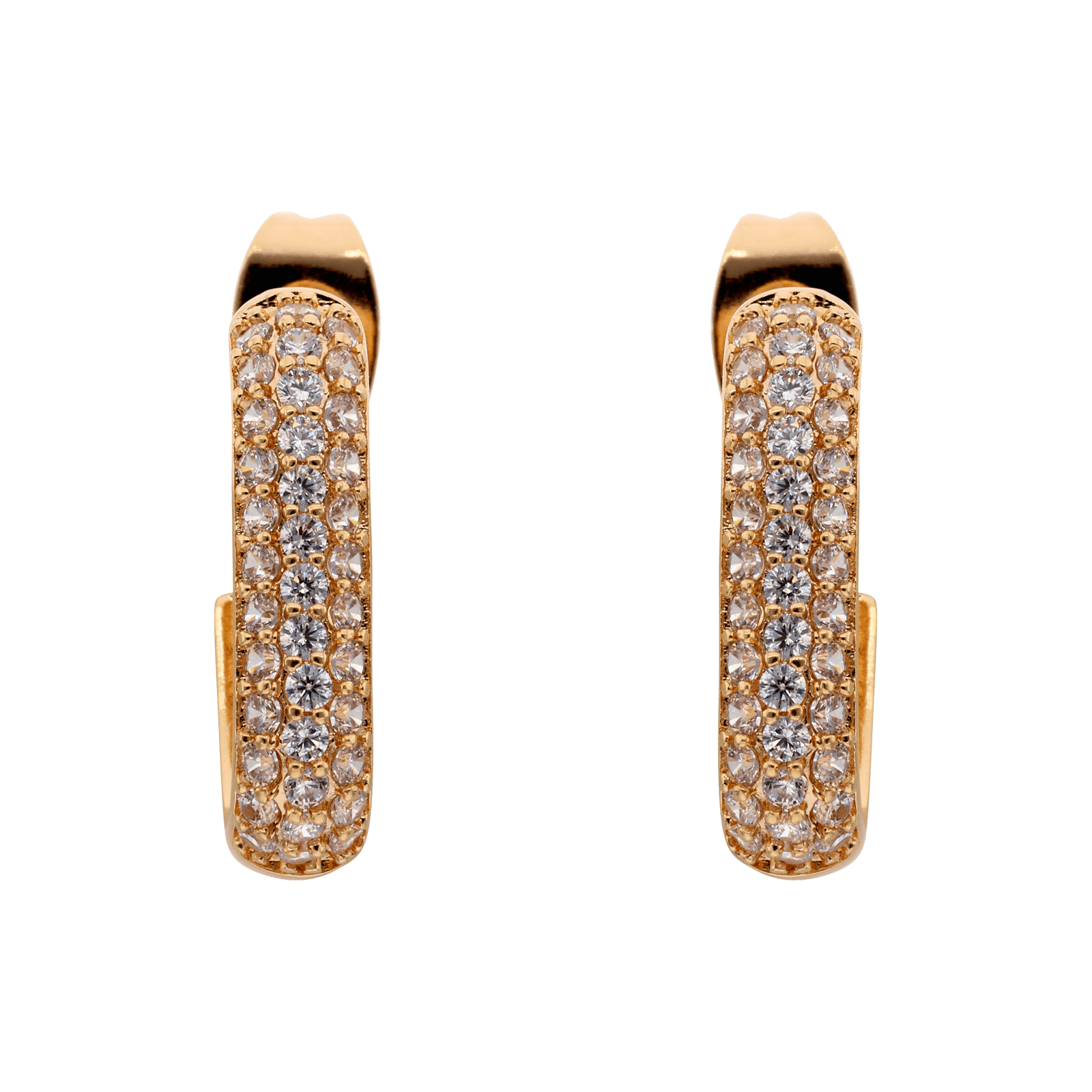 Boucles d'Oreilles plaqué or Demi Créole ovale Pavé Zirconia Cubique