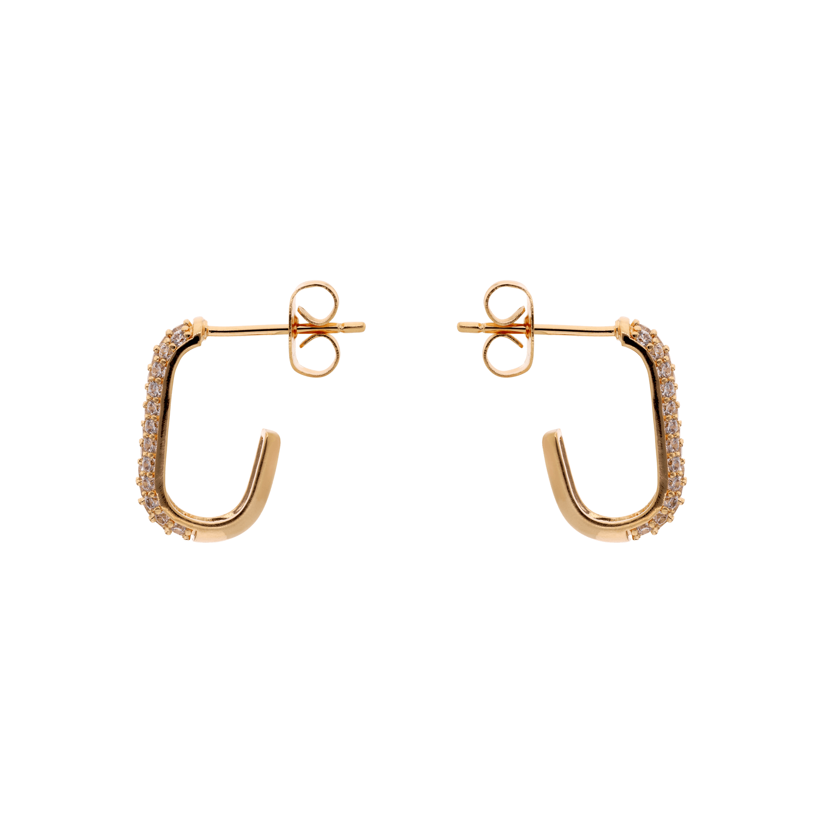 Boucles d'Oreilles plaqué or Demi Créole ovale Pavé Zirconia Cubique