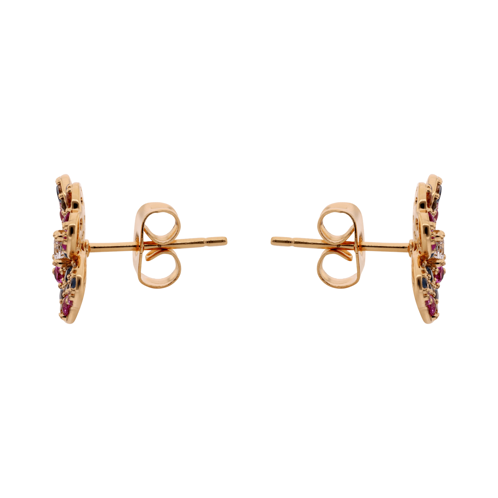 Boucles d'Oreilles Fleur pavé pierres multicolores