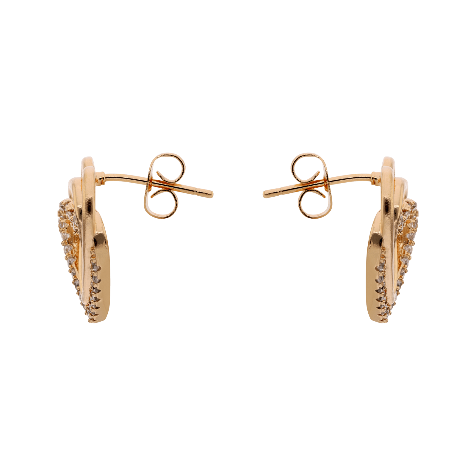 Boucles d'Oreilles plaqué or trois coeurs entrelacés Lisse et Zirconia Cubique