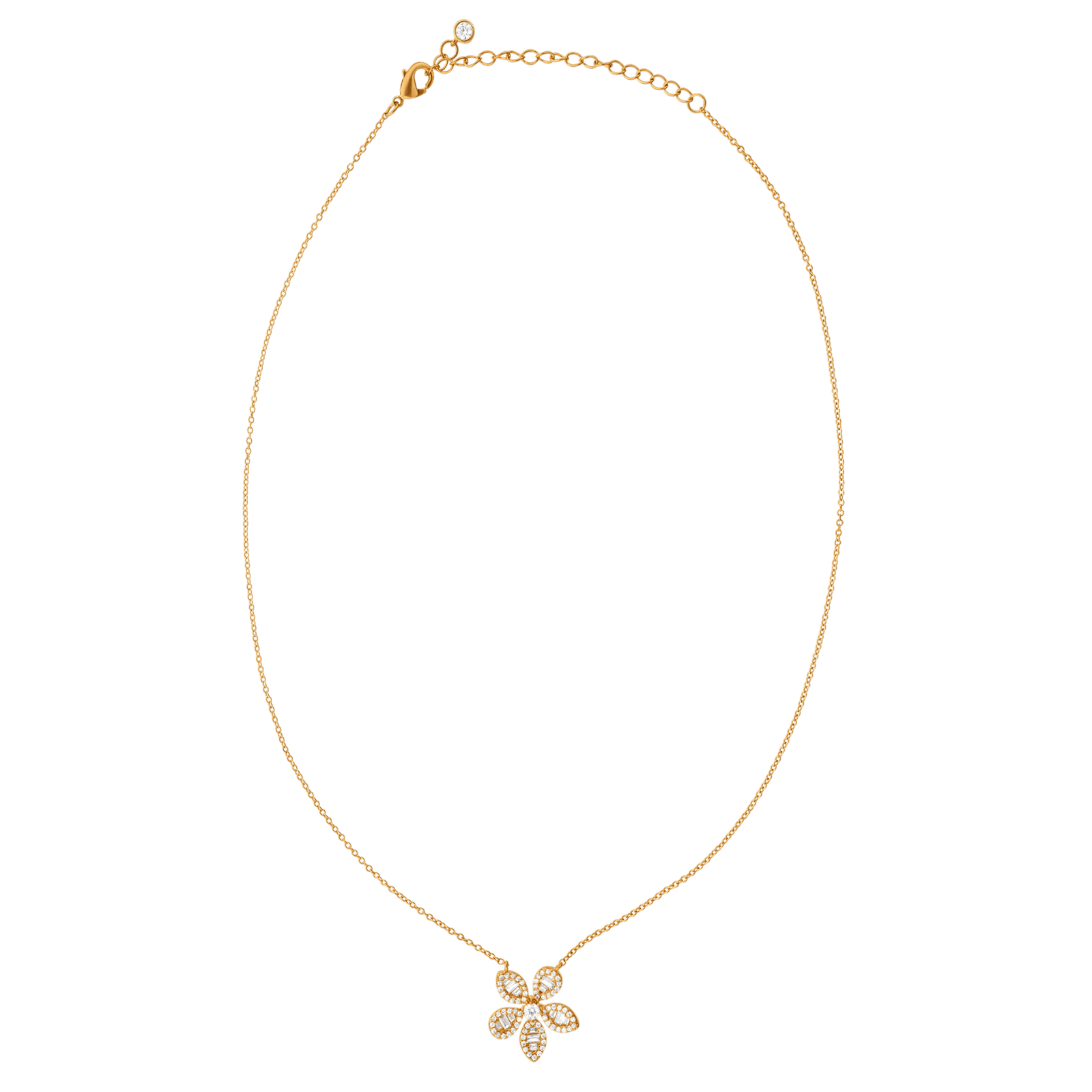 Collier Plaqué or motif fleur pavé Oxydes
