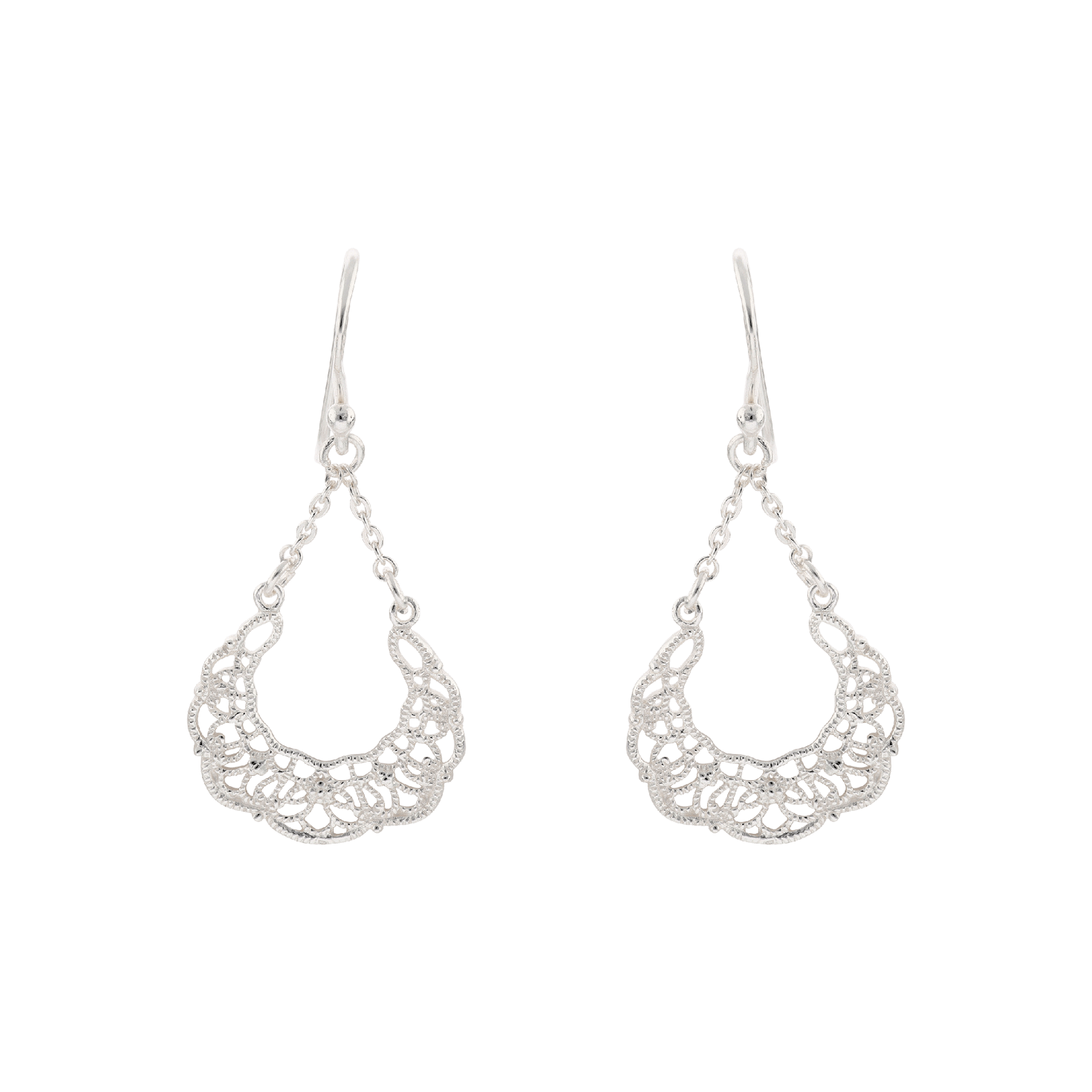 Boucles d'Oreilles Argent Pendentif dentelle