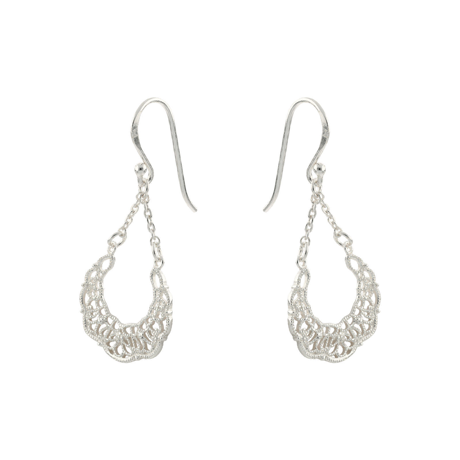 Boucles d'Oreilles Argent Pendentif dentelle