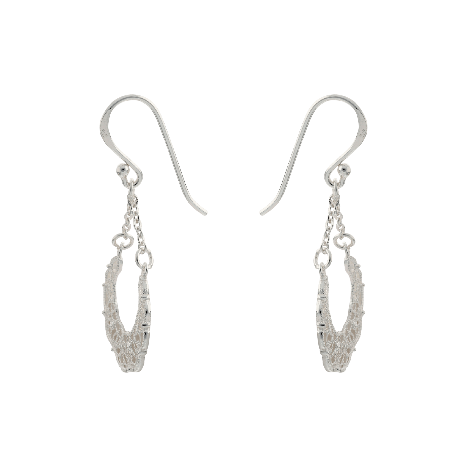 Boucles d'Oreilles Argent Pendentif dentelle