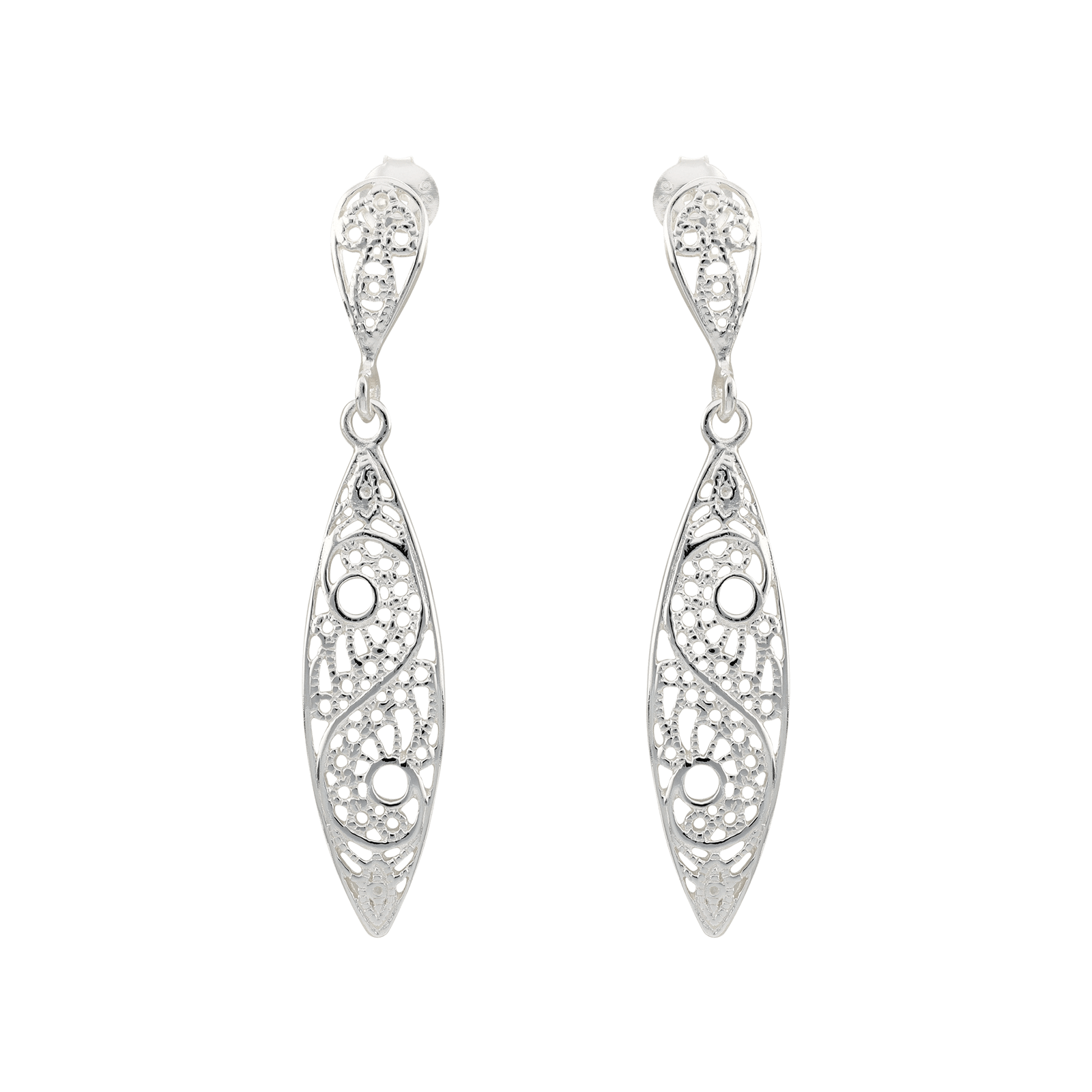 Boucles d'Oreilles Argent Pendentif goutte filigrane