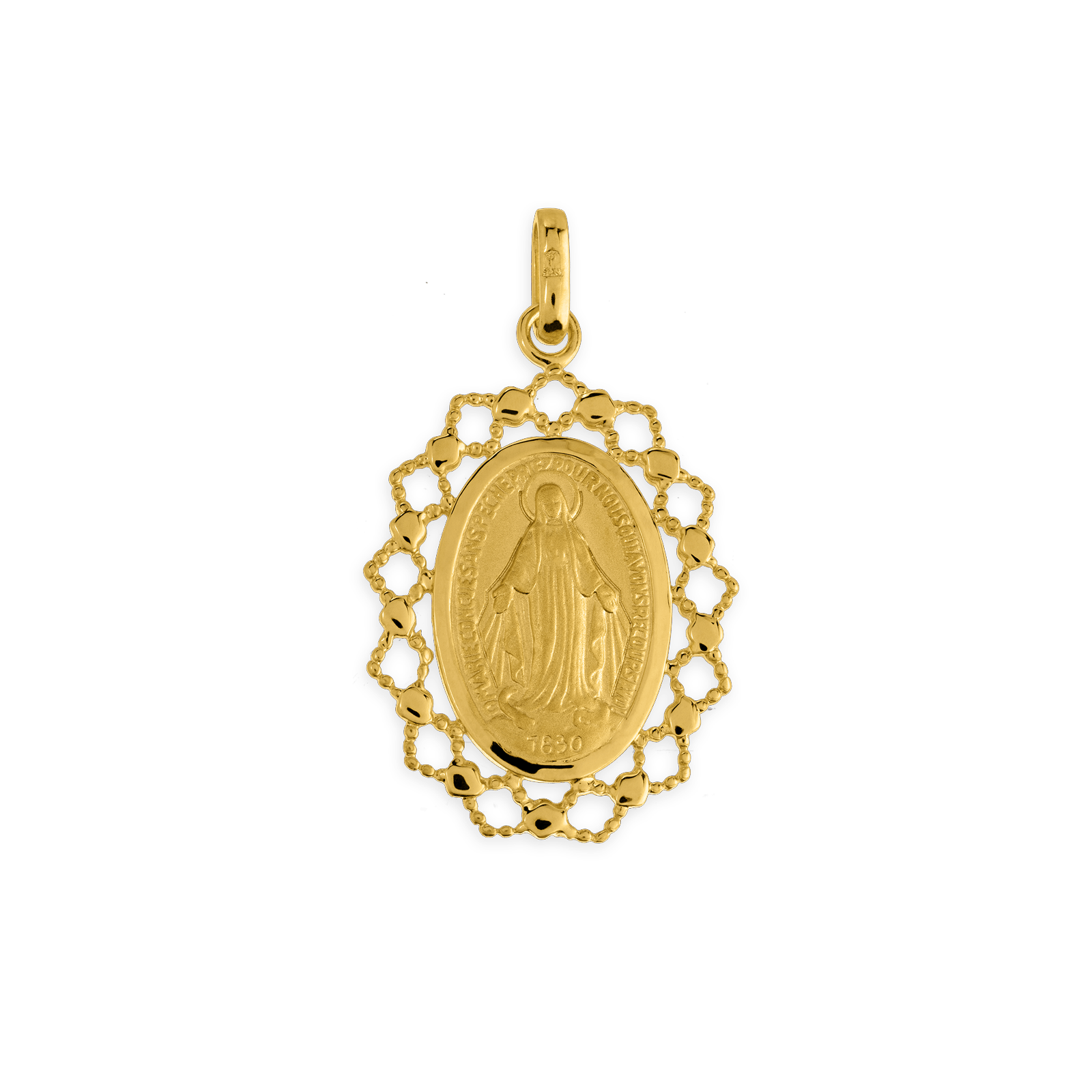 Médaille Plaqué Or Vierge Miraculeuse Ovale avec bélière