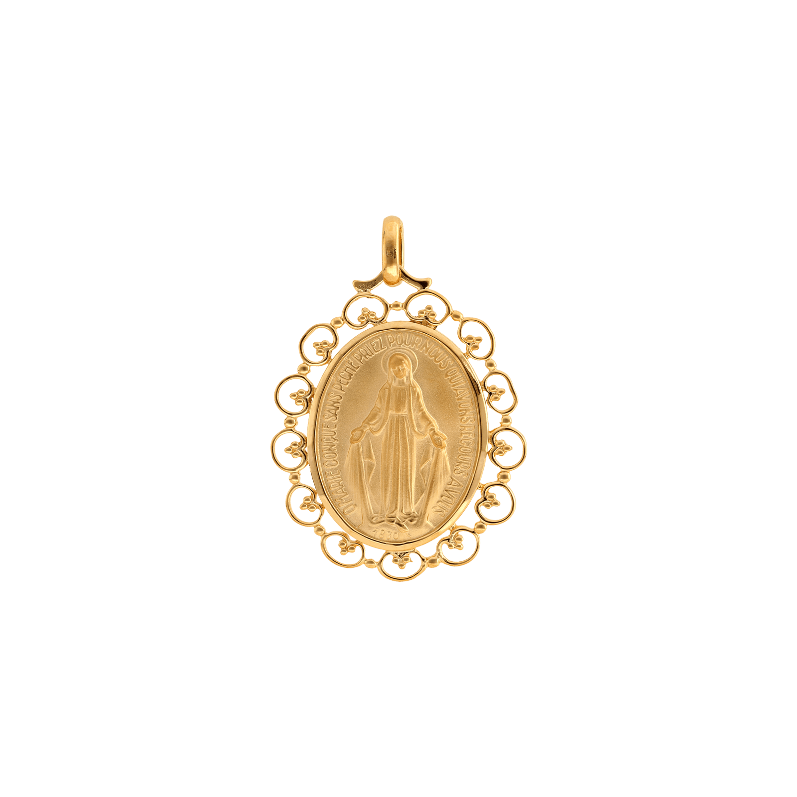 Pendentif couronne Vierge contour dentelle