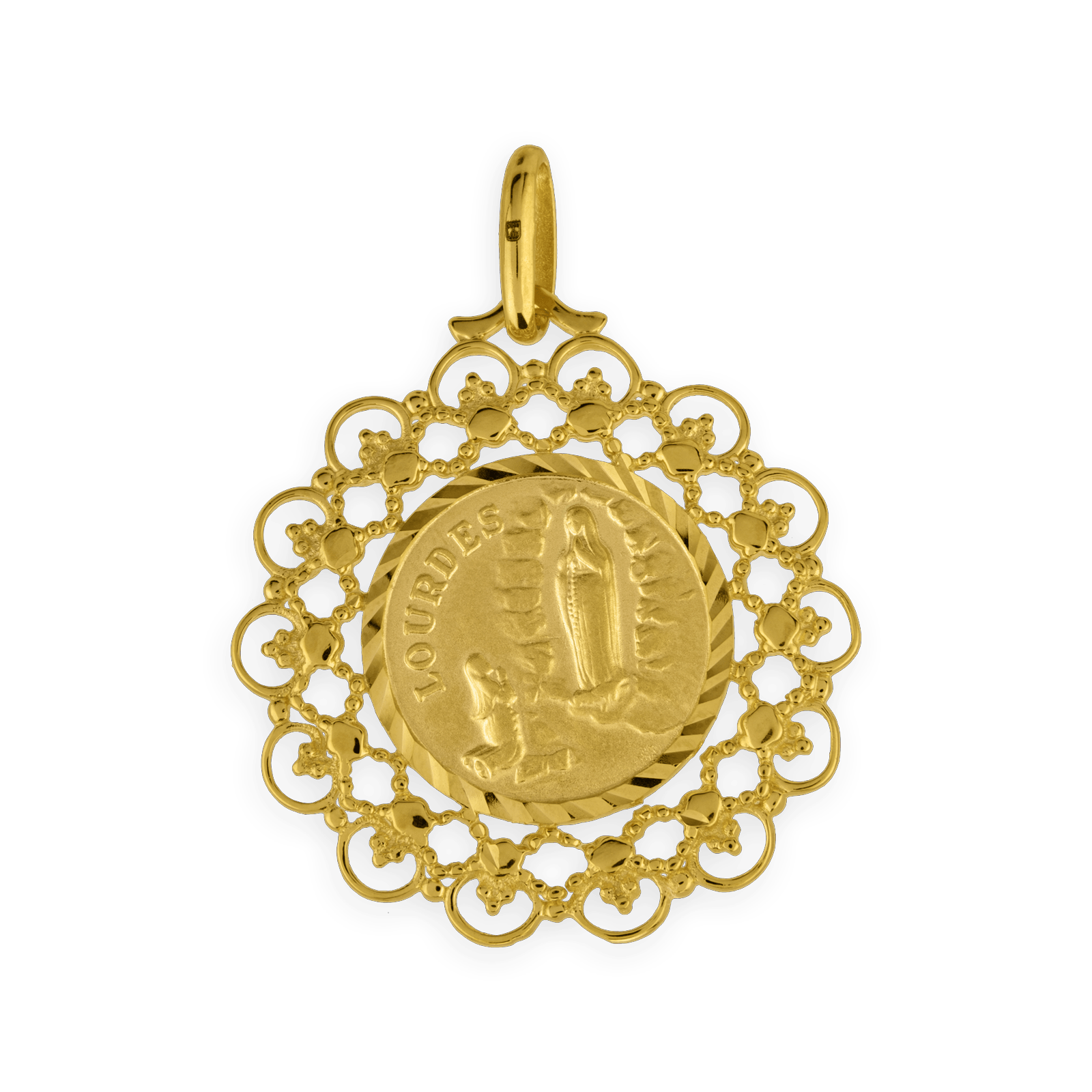 Médaille Plaqué Or Notre Dame de Lourdes avec bélière