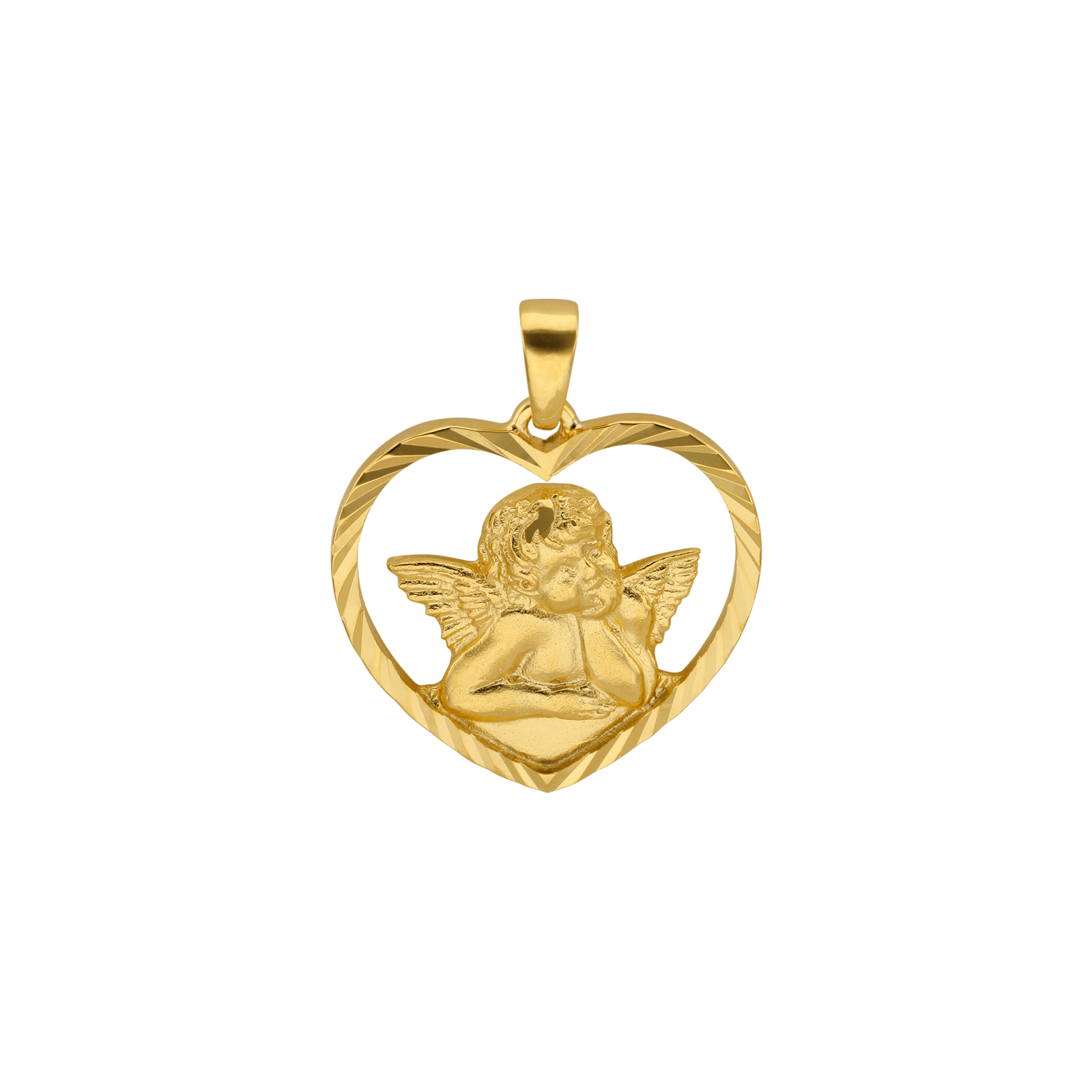 Pendentif plaqué or coeur Diamanté ajouré ange
