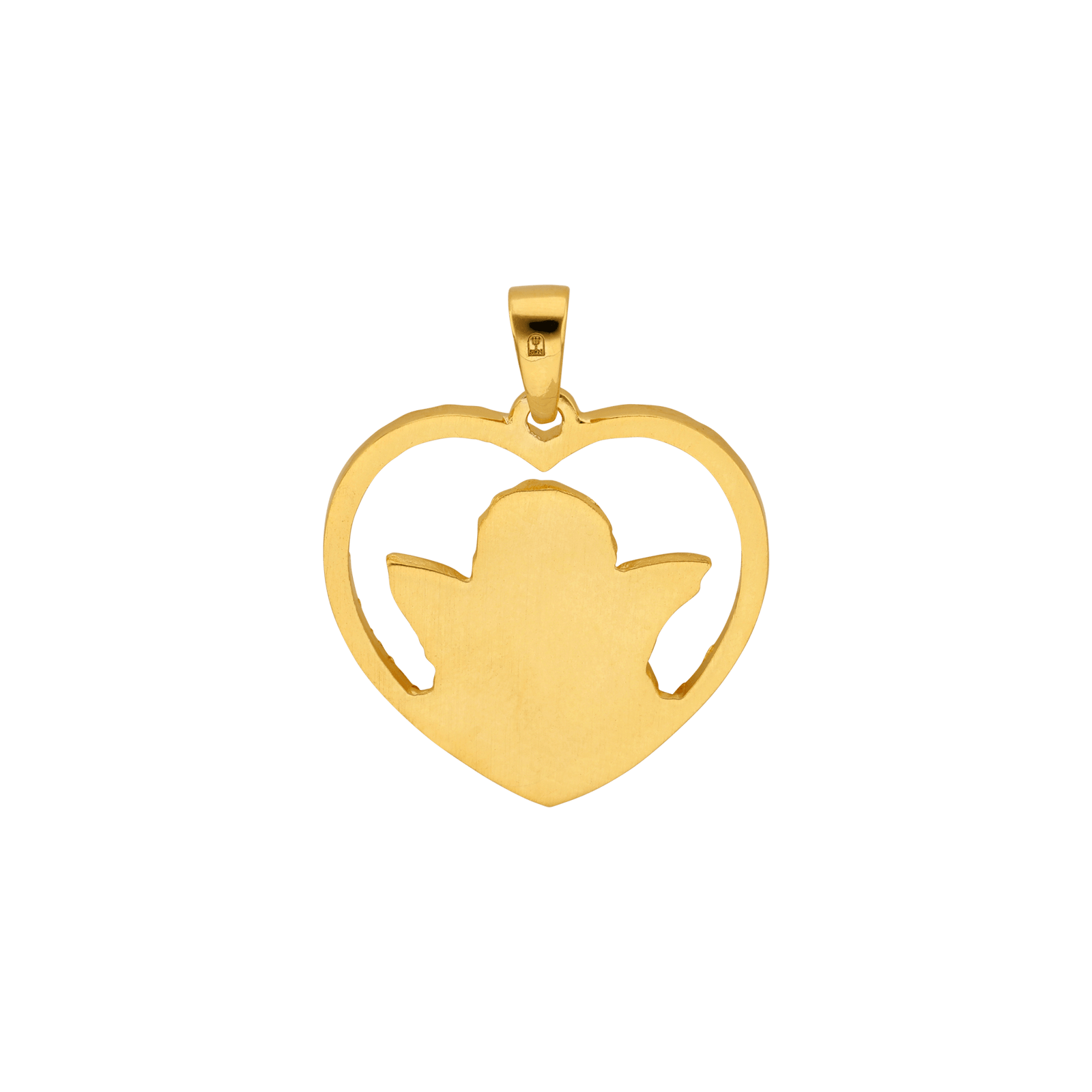 Pendentif plaqué or coeur Diamanté ajouré ange