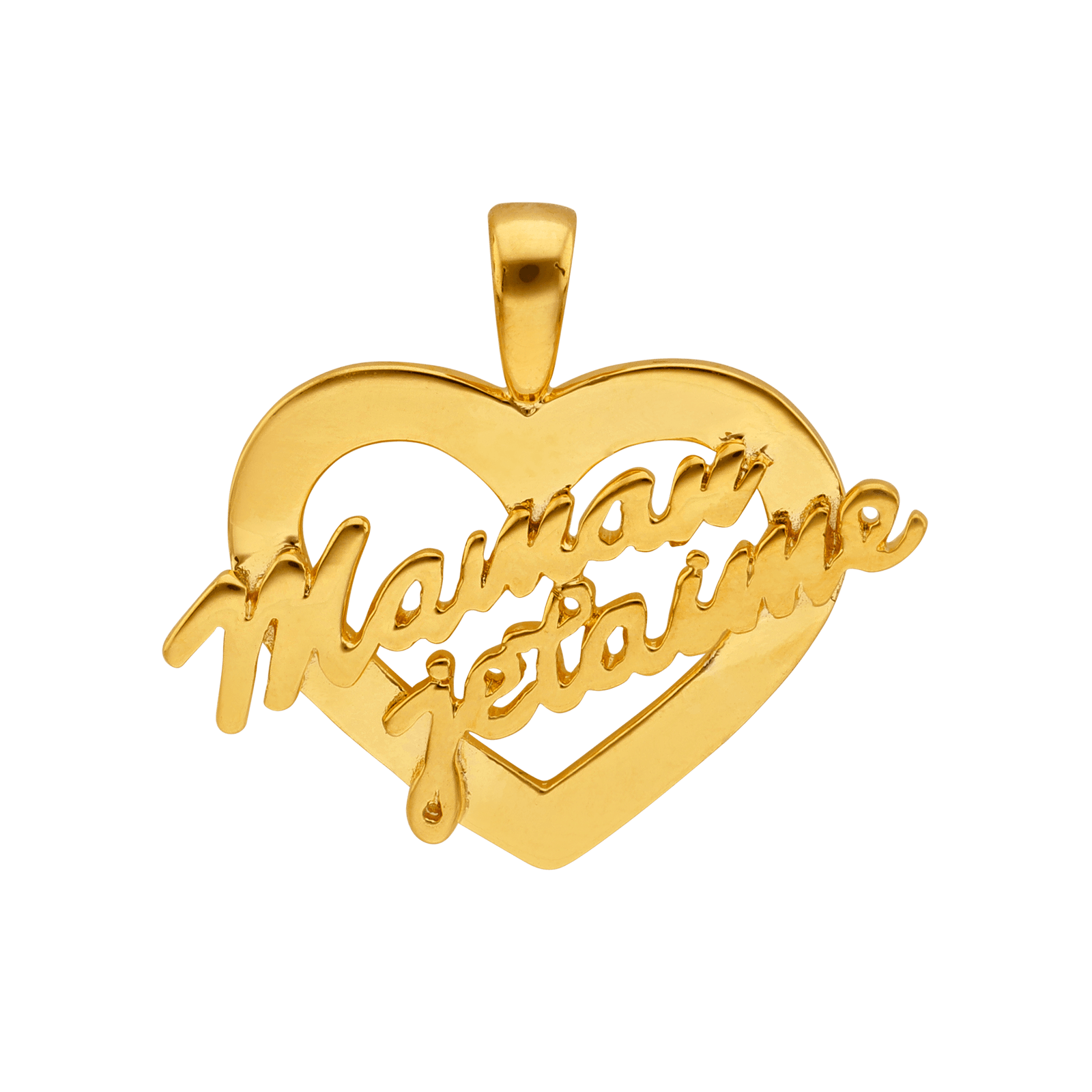 Pendentif plaqué or je t'aime maman