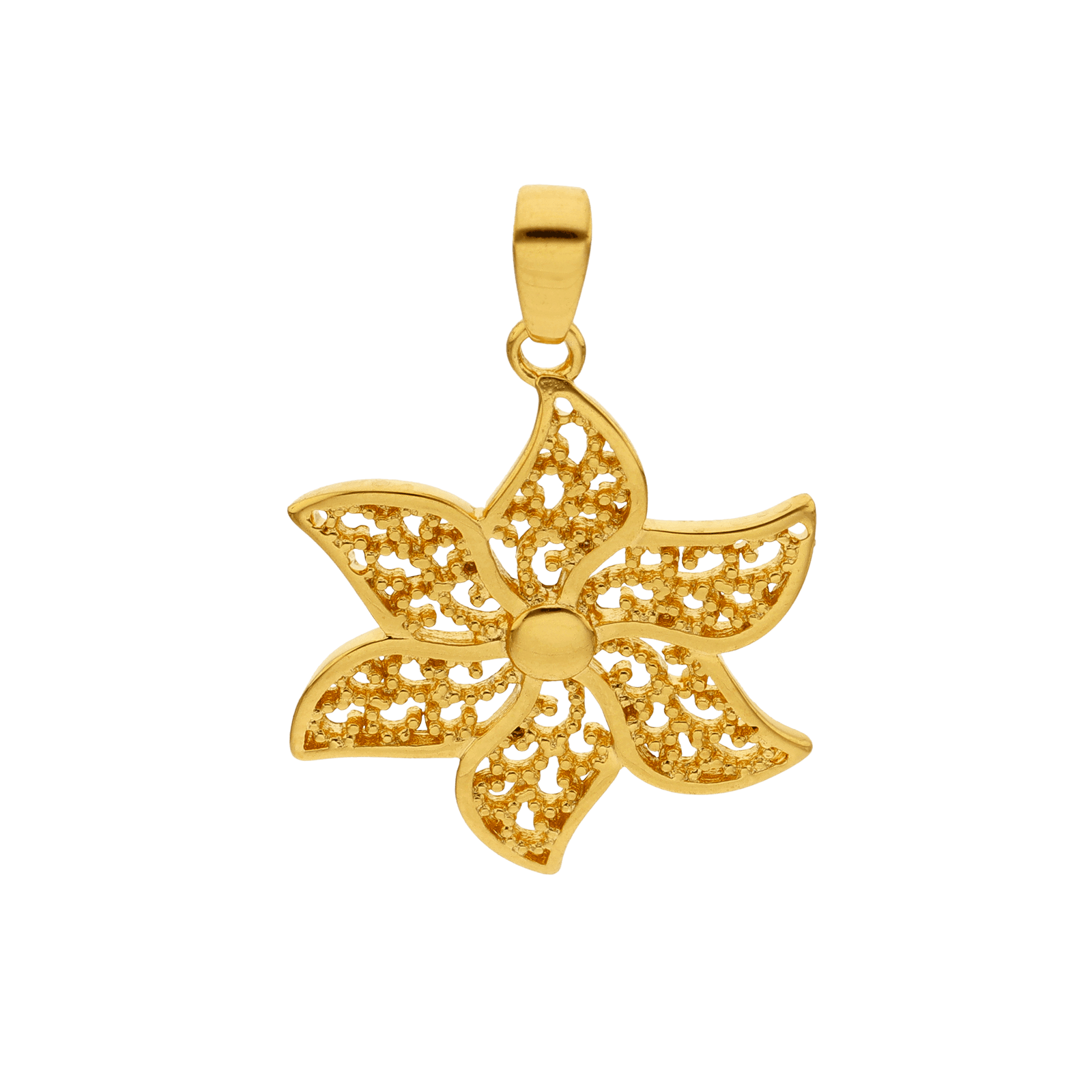 Pendentif plaqué or fleur filigrane