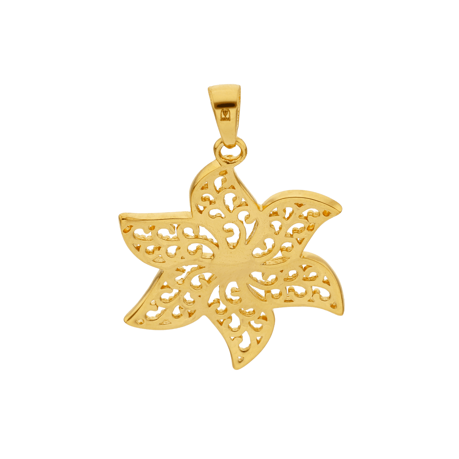 Pendentif plaqué or fleur filigrane