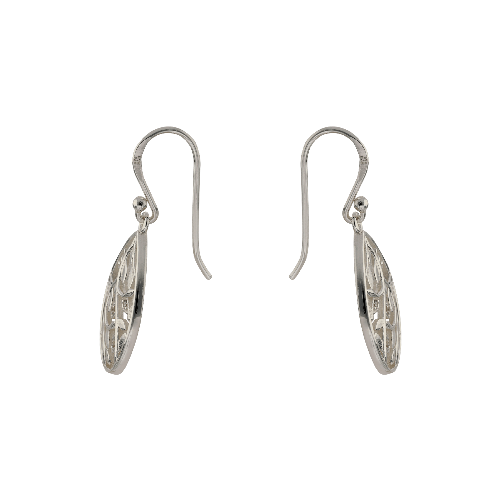 Boucles d'Oreilles Argent Pendentif goutte branche ajouré