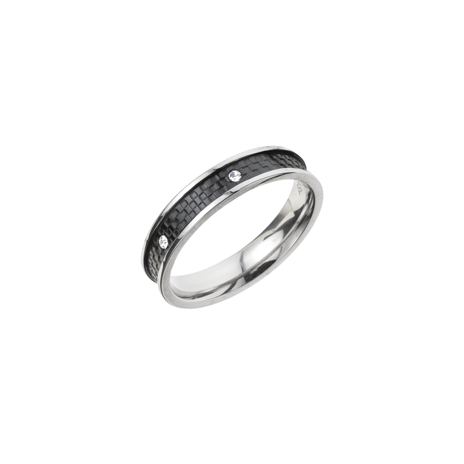 Bague Callas acier et carbone et oxydes - taille 64